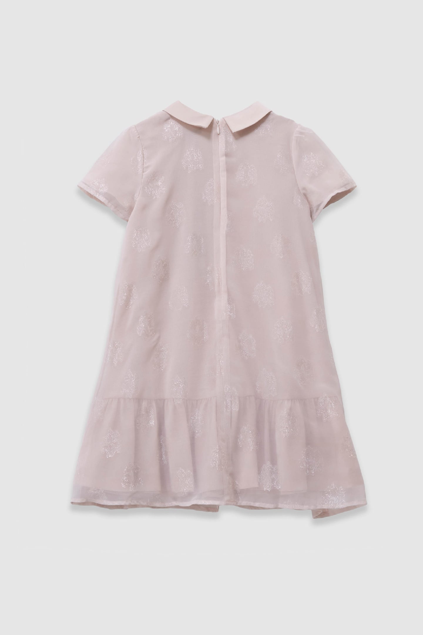 PINK BI-MATERIAL JACQUARD FLOWER PATTERN DRESS 2