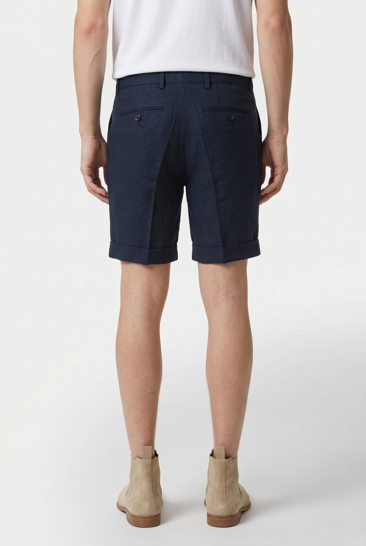 LINEN SHORT NAVY 2