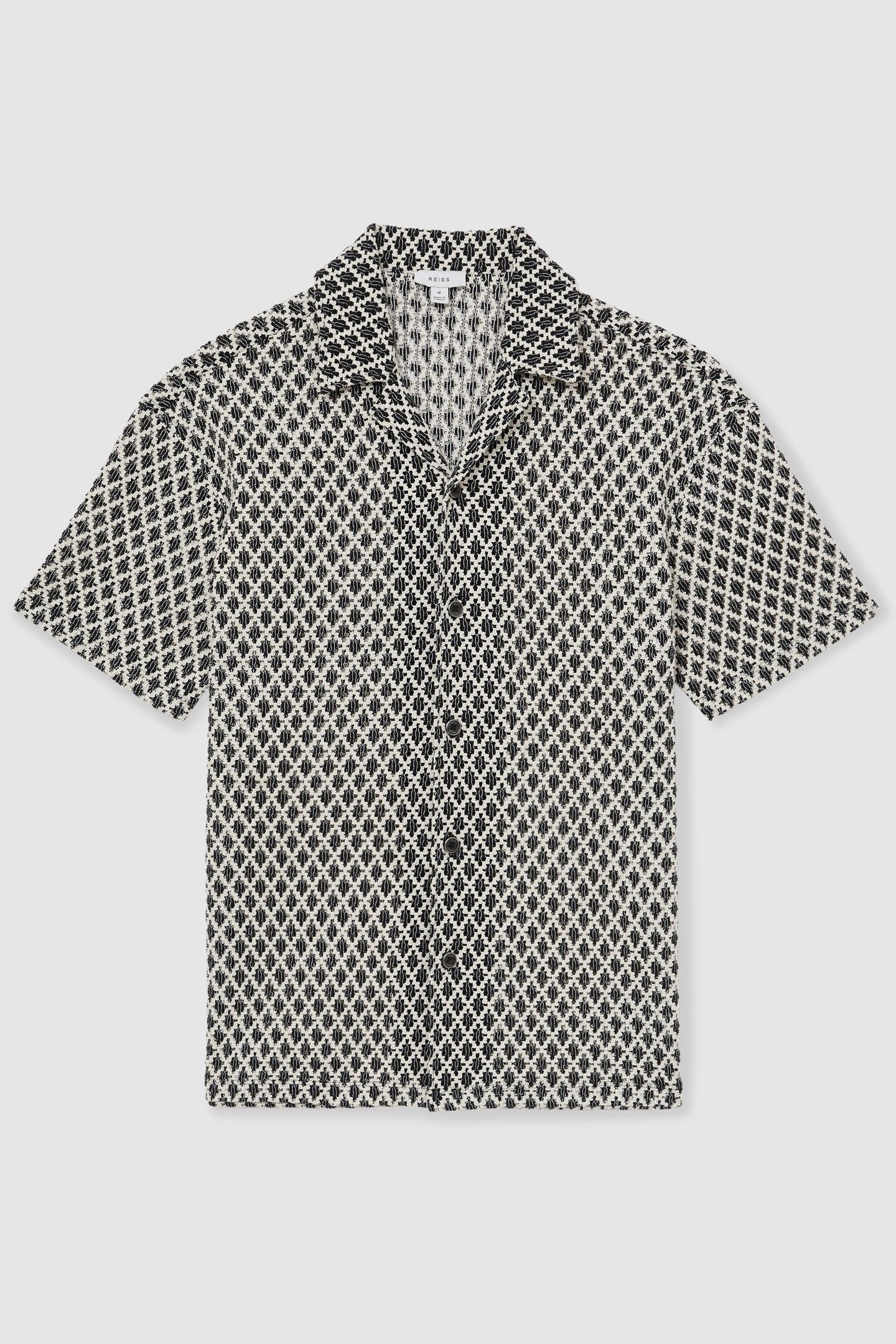 SS GEO CROCHET CUBAN SHIRT NAVY/WHITE 3