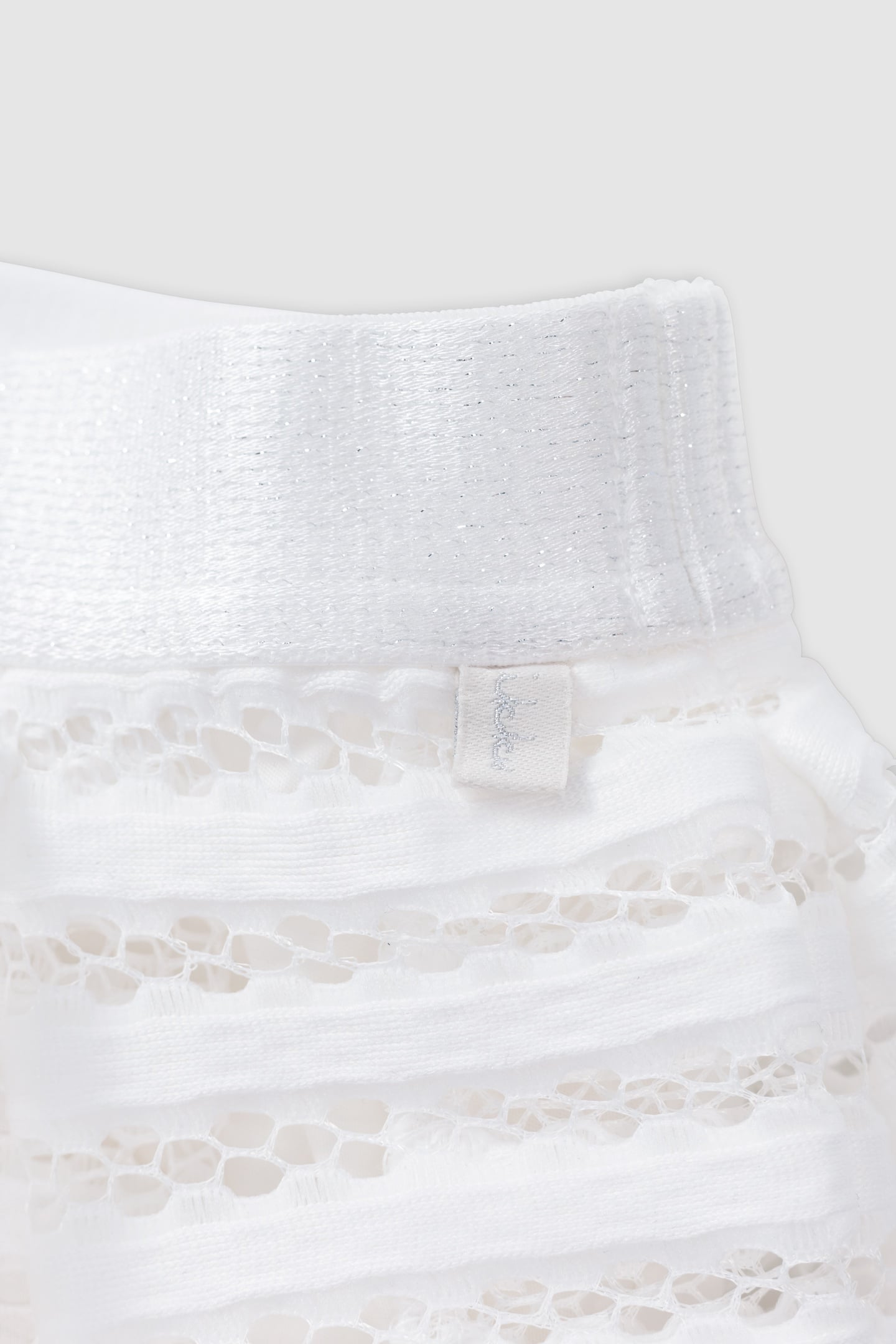 WHITE SKATER SKIRT WITH OPENWORK LACE STRIPES 6
