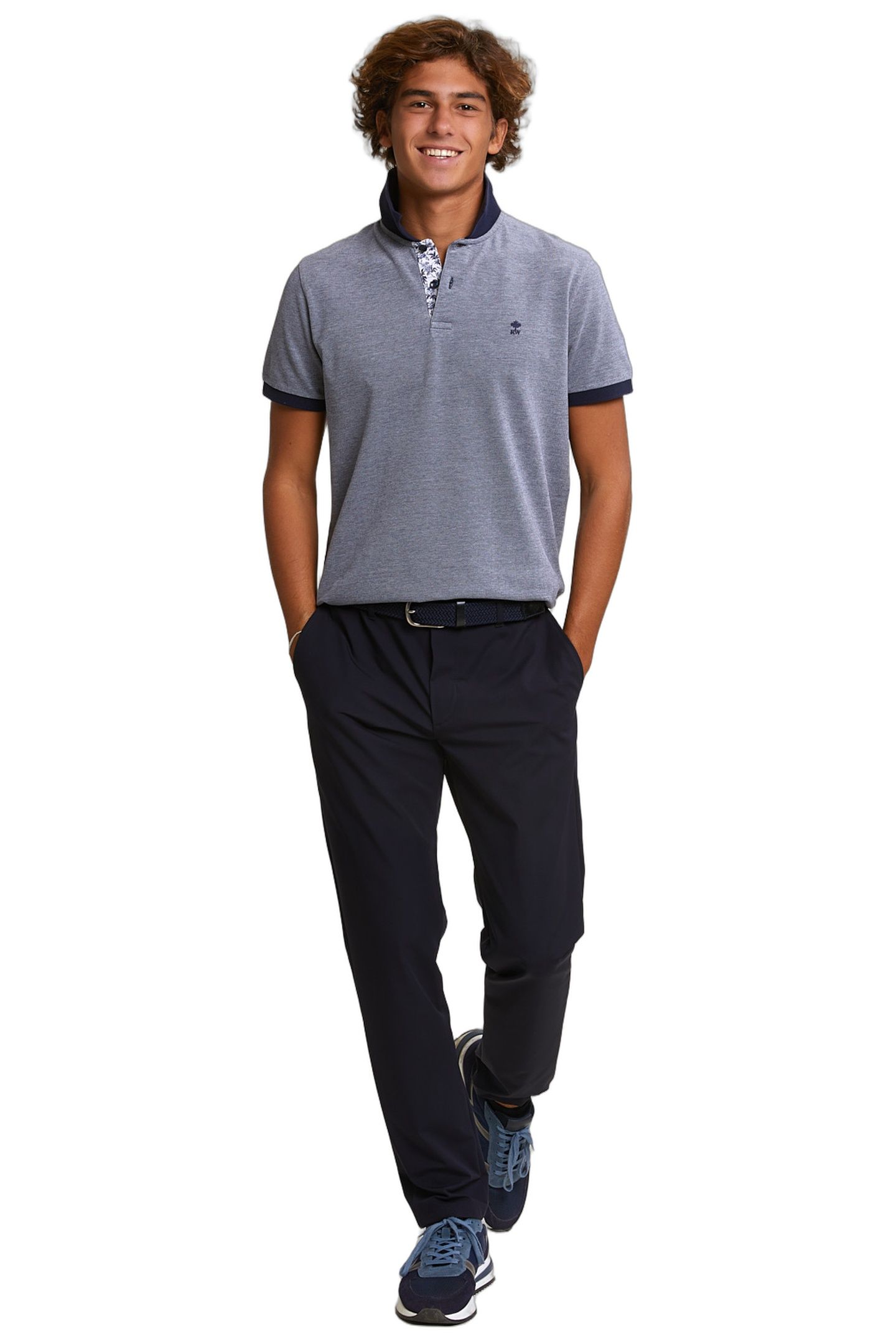 CUSTOM FIT FANCY COTTON POLO NAVY 2