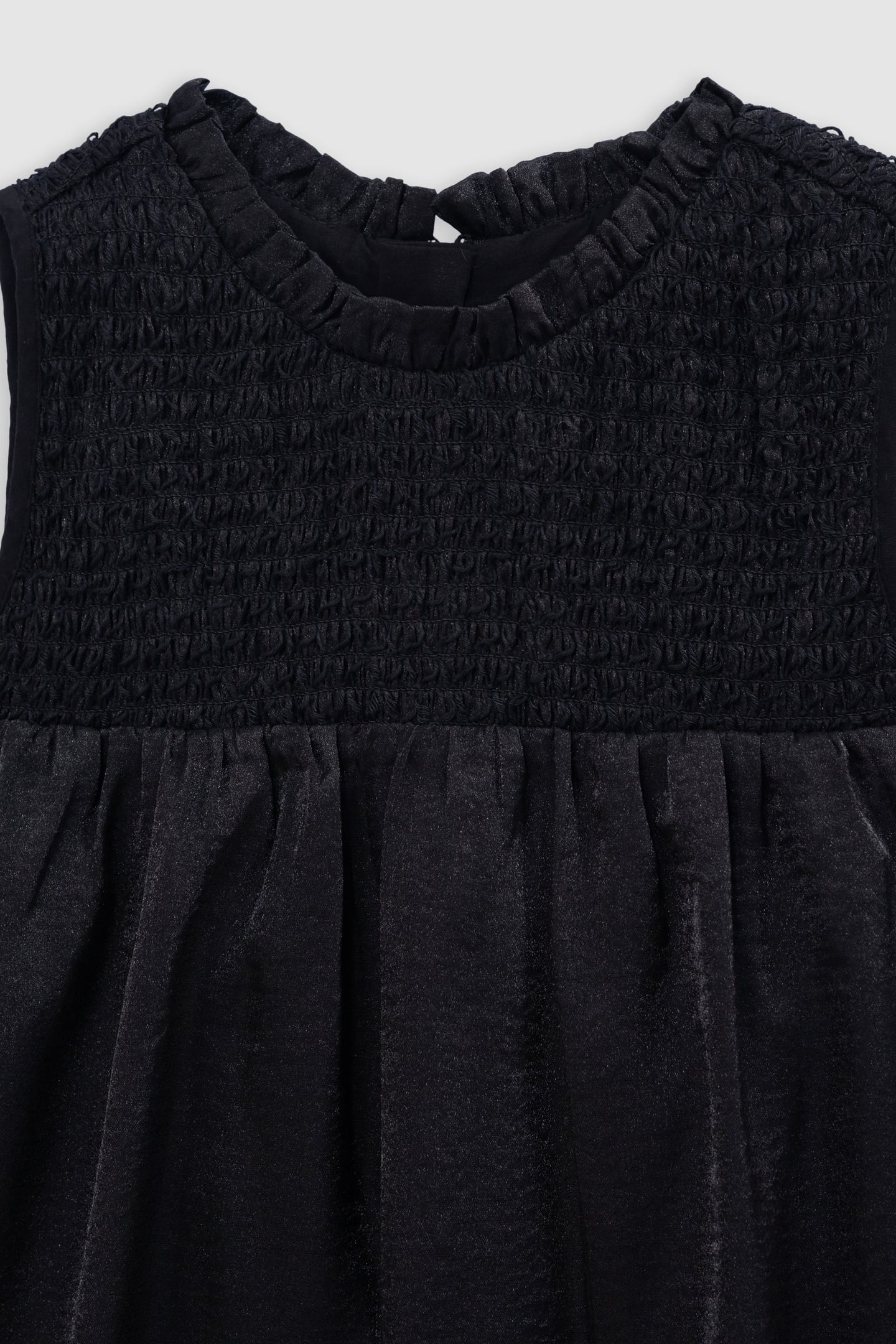 BLACK SATIN DRESS WITH SMOCKED PANEL 6