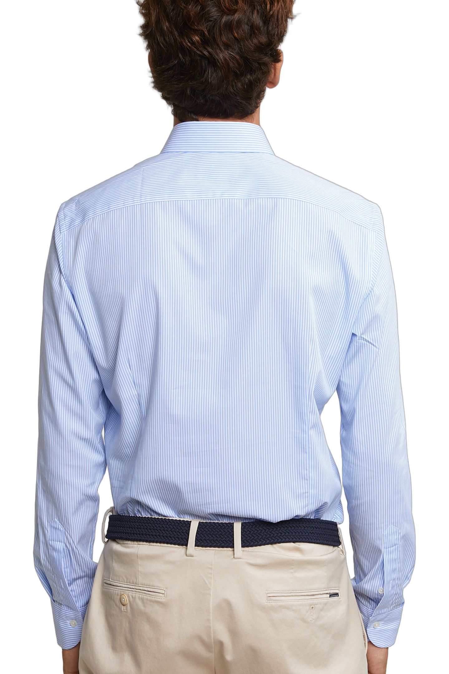 SLIM FIT STRIPED COTTON SHIRT BLUE 3