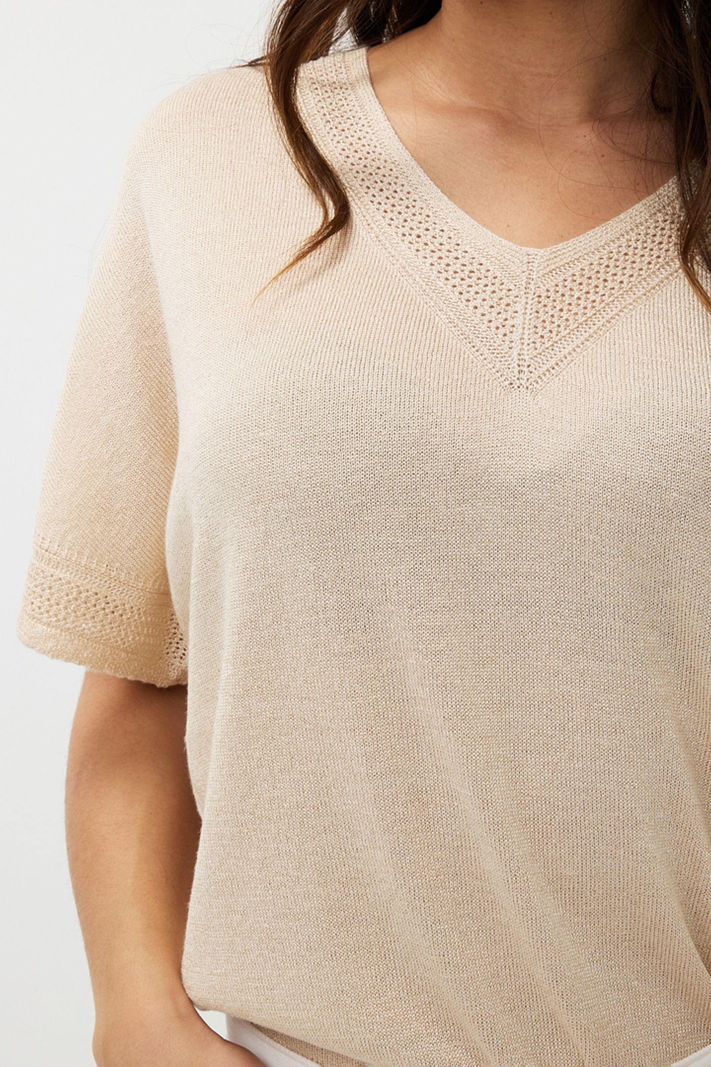 SWEATER BATWING POINTELLE LUREX IVORY 10