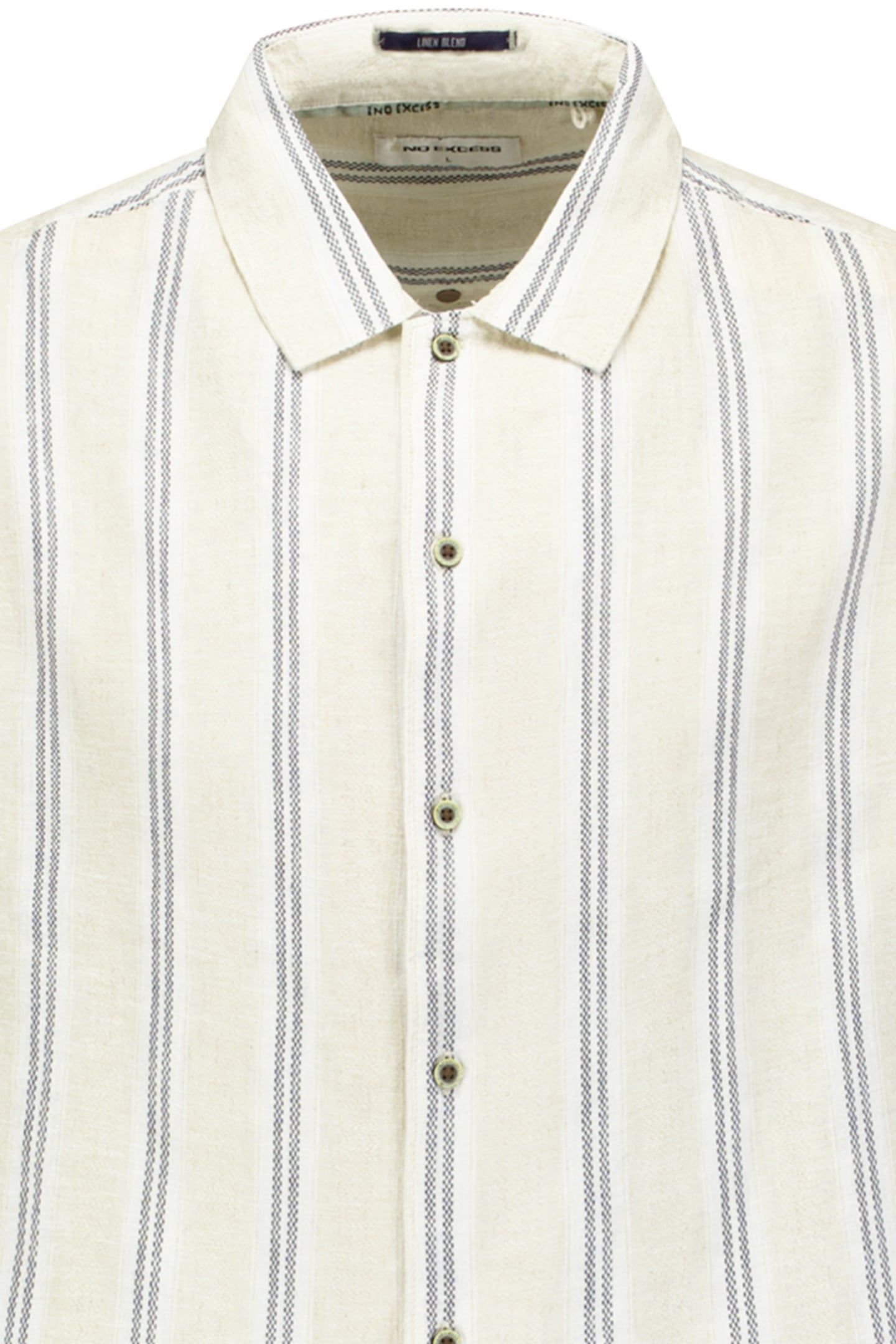 SHIRT SHORT SLEEVE DOBBY VERTICAL STRIPE WITH LINEN CEMENT 3