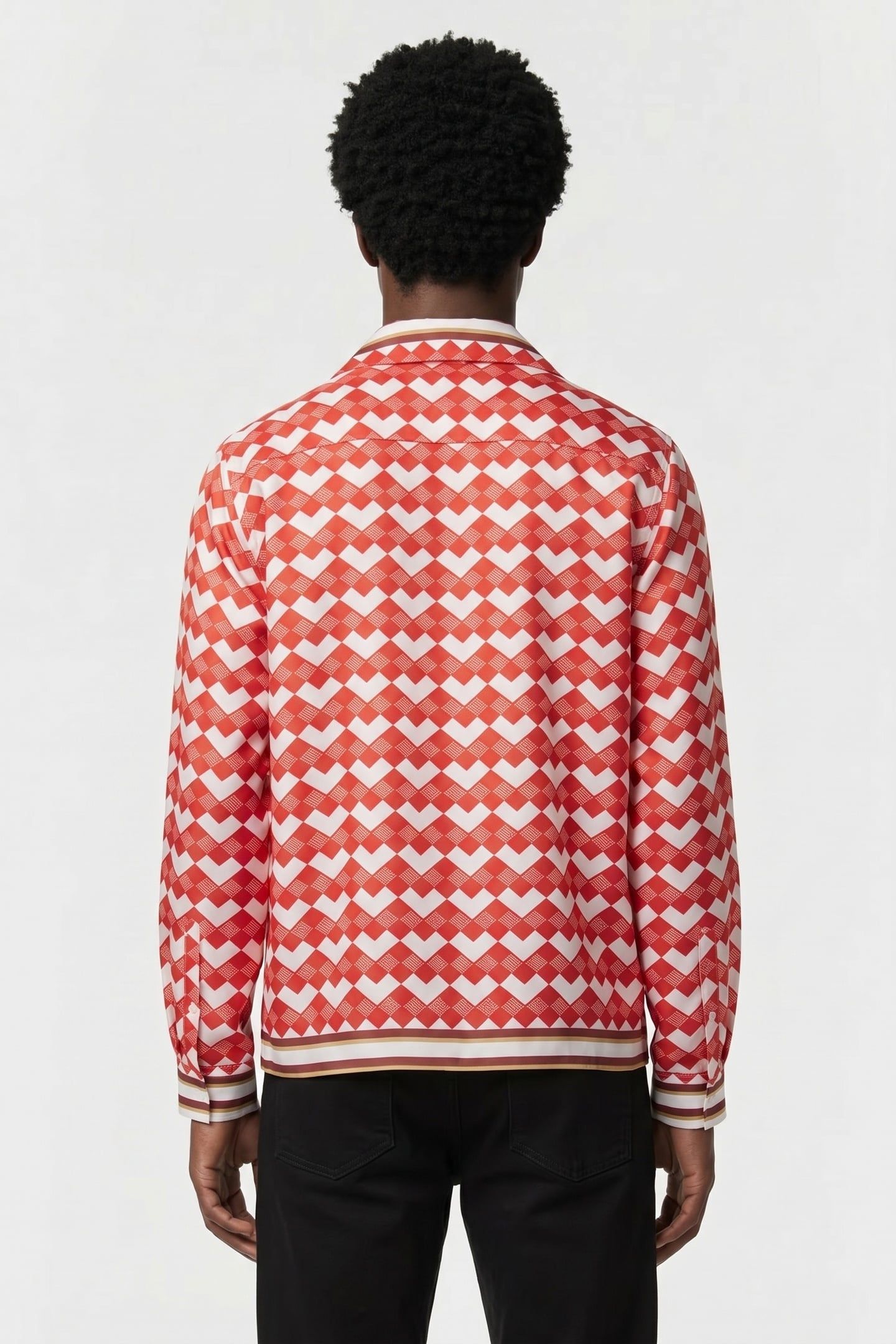 LS CUBAN GEO PLACEMENT PRINT SHIRT RED/WHITE 2