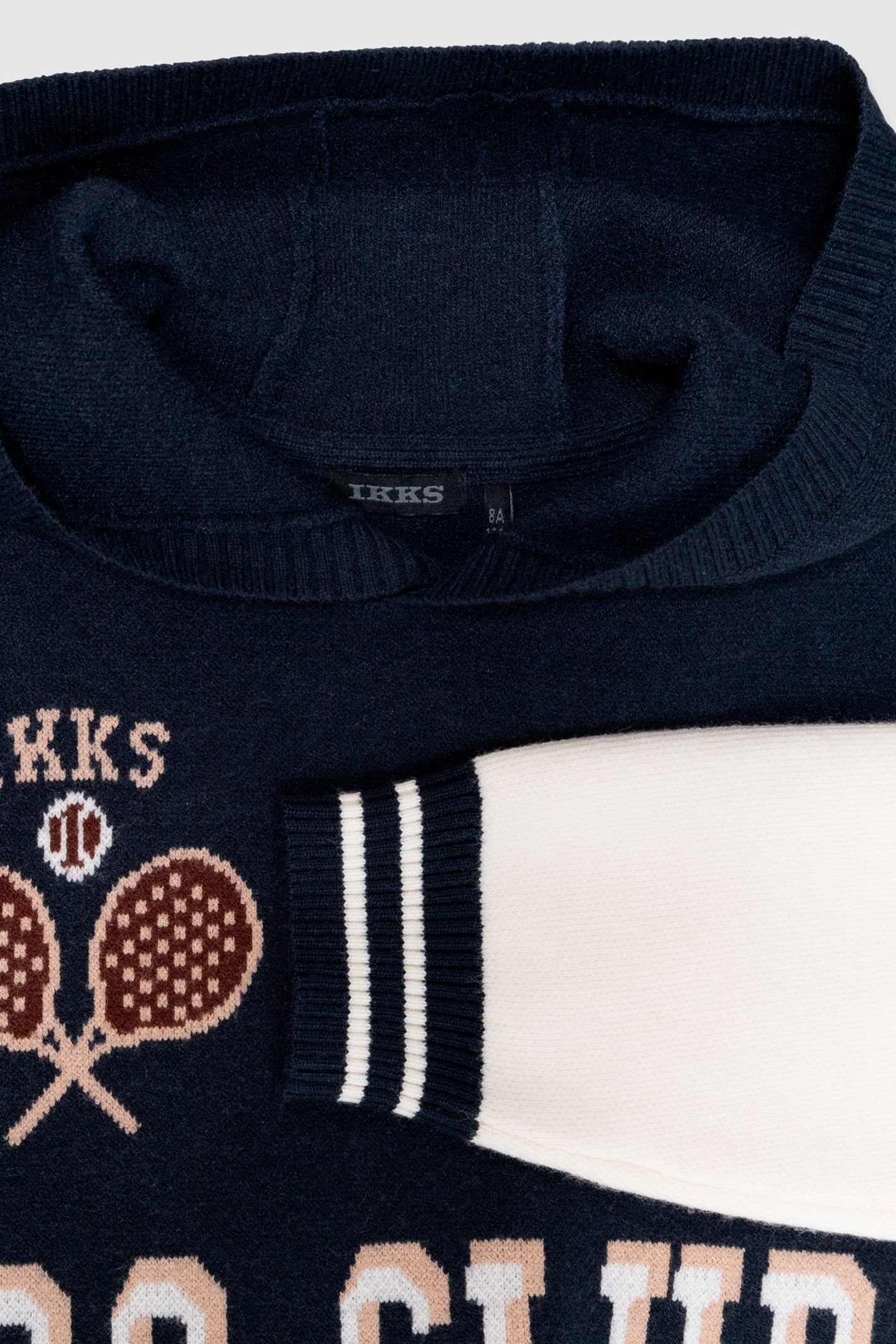 NAVY JACQUARD KNIT HOODIE MESSAGE 2