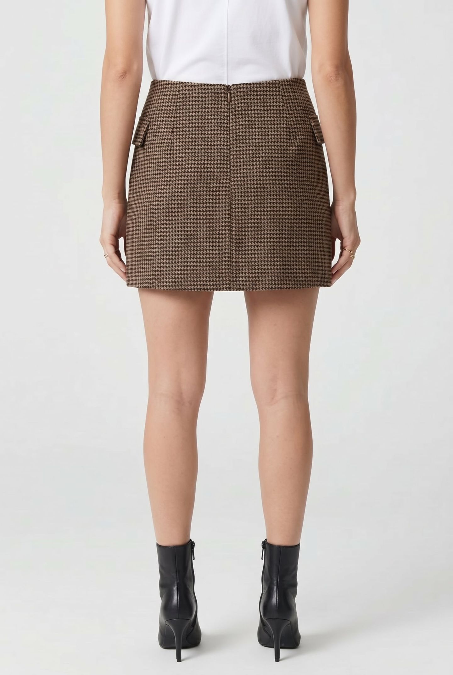 HOUNDSTOOTH SKIRT BROWN 2