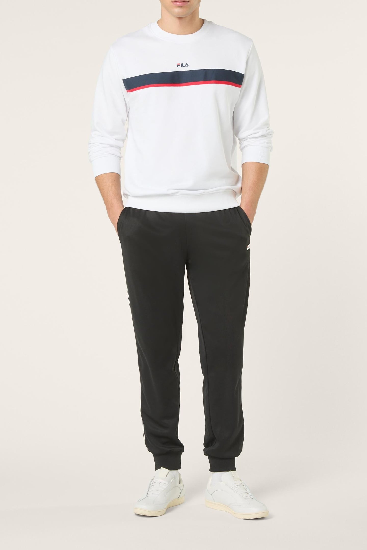 SAGANO REGULAR TAPED CREWNECK SWEATSHIRT BRIGHT WHITE 2