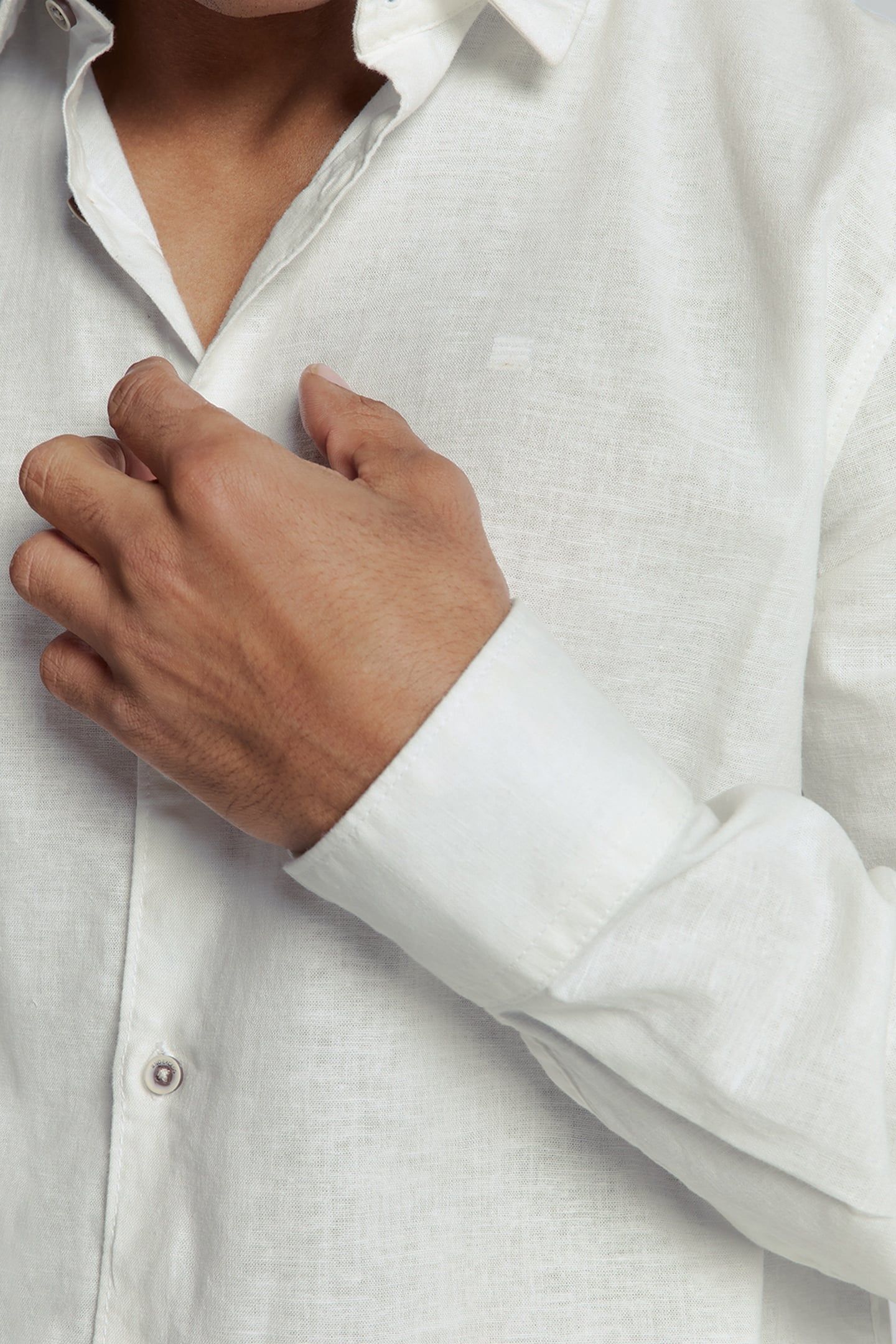 SHIRT SOLID WITH LINEN WHITE 7