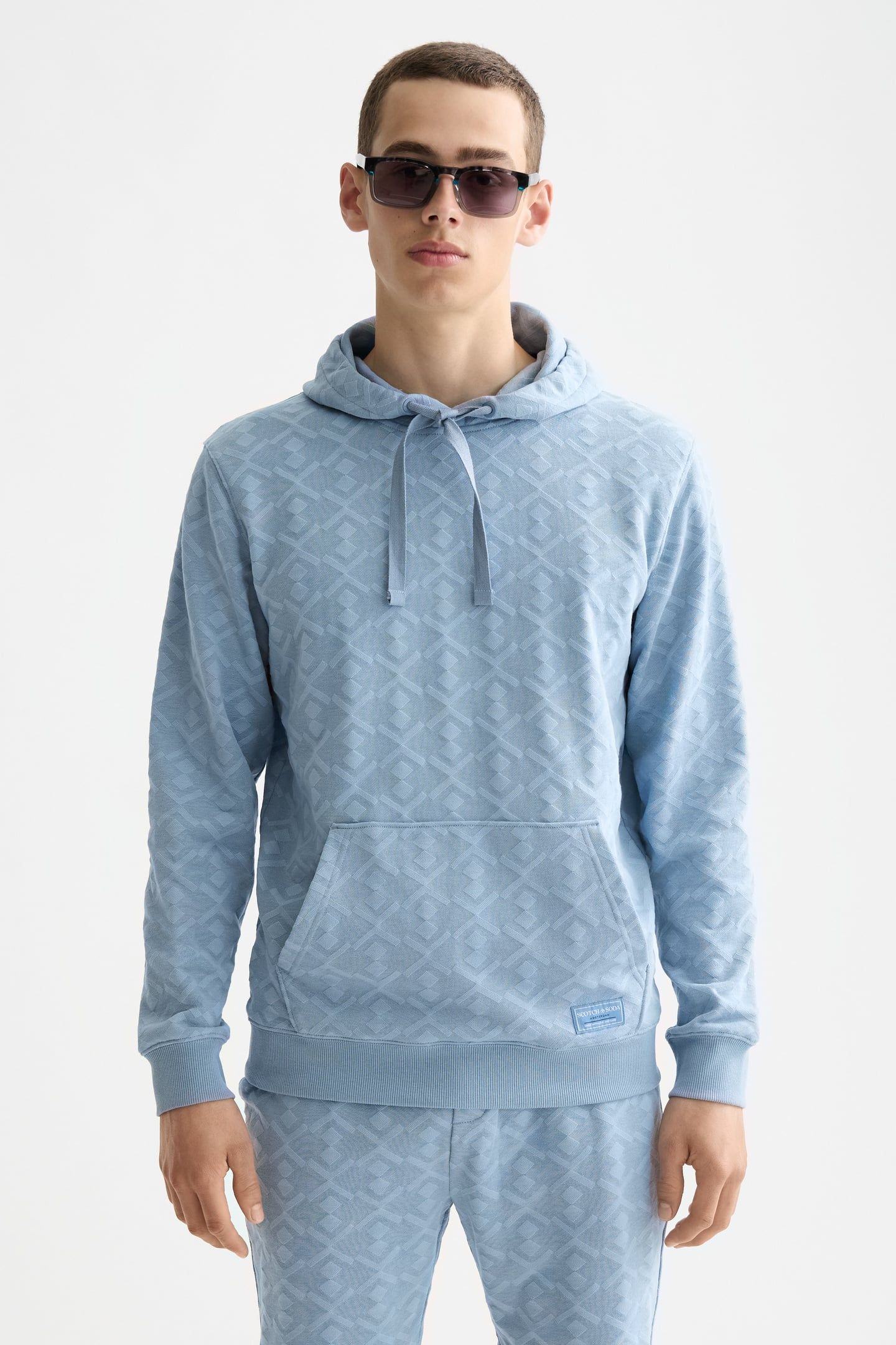JACQUARD TERRY HOODIE FADED DENIM 3