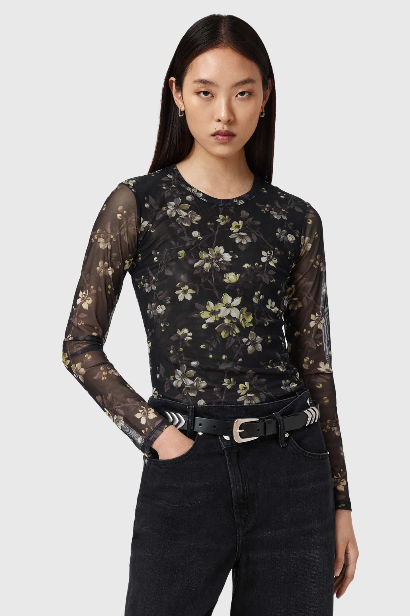 ELLIE MESH LS TEE VINE BLACK 4