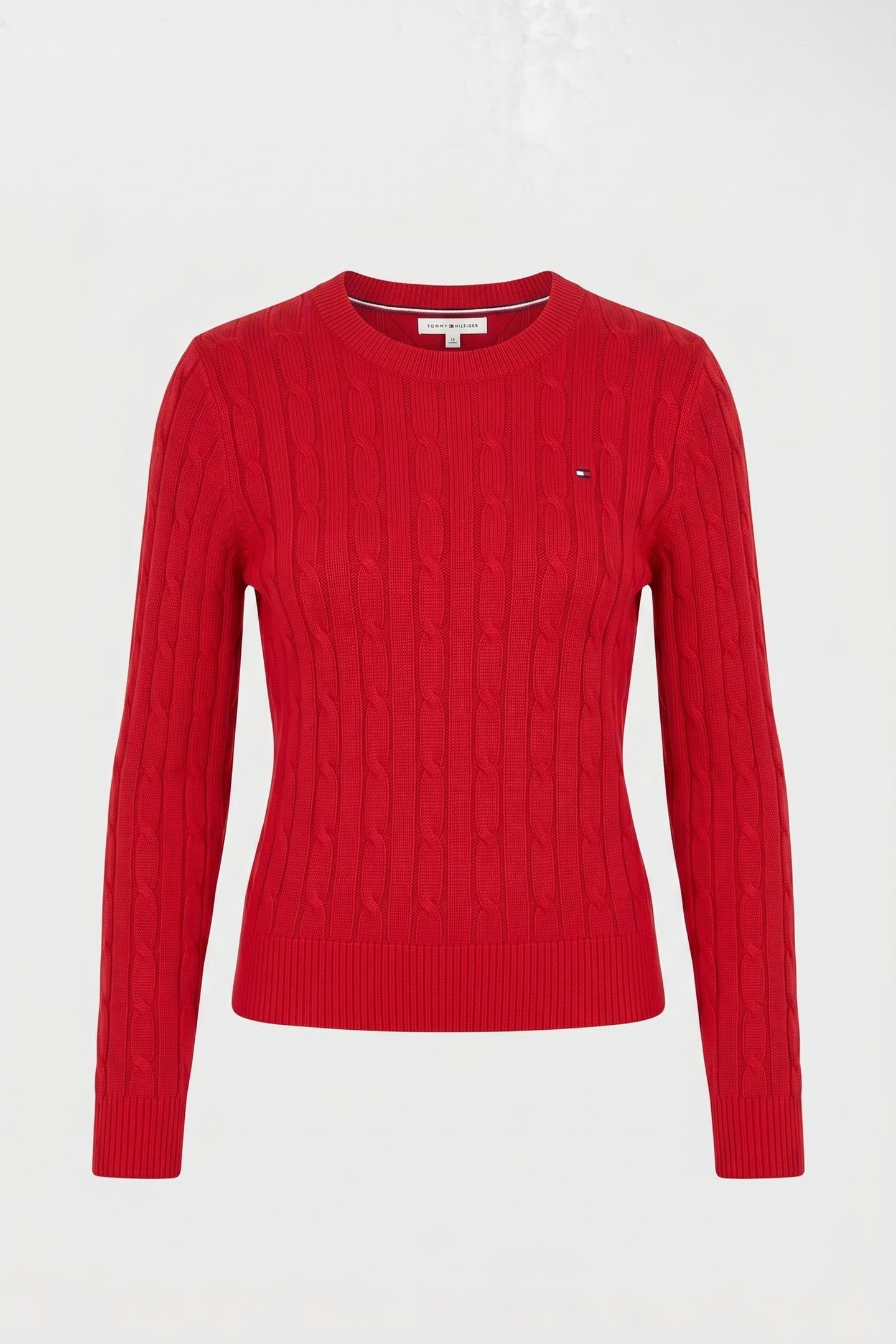COTTON CABLE MID CREW NECK PRIMARY RED 3