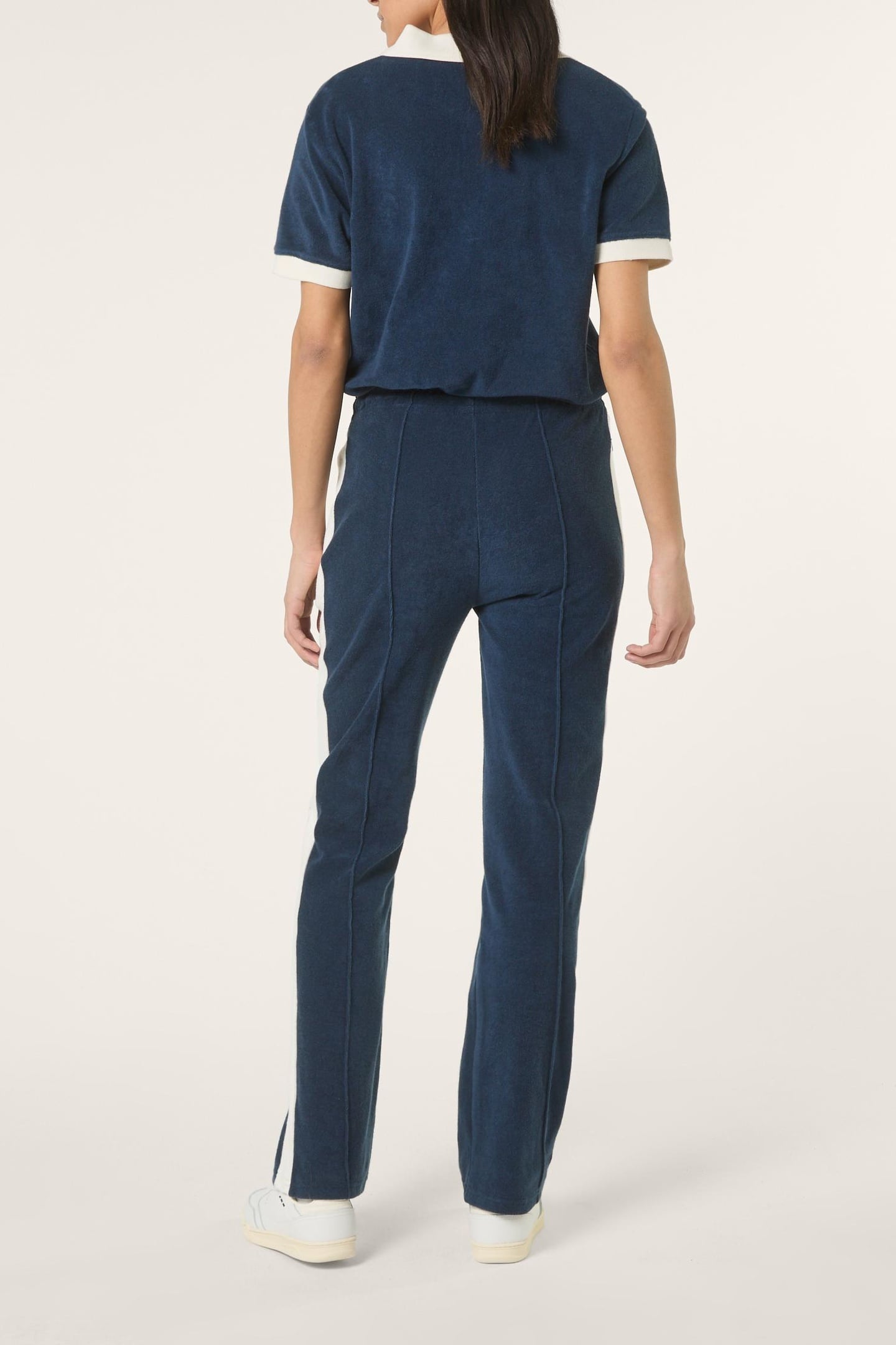 ADRIANO SLIM CONTRAST PANEL TOWELLING TRACK PANTS BLACK IRIS 3