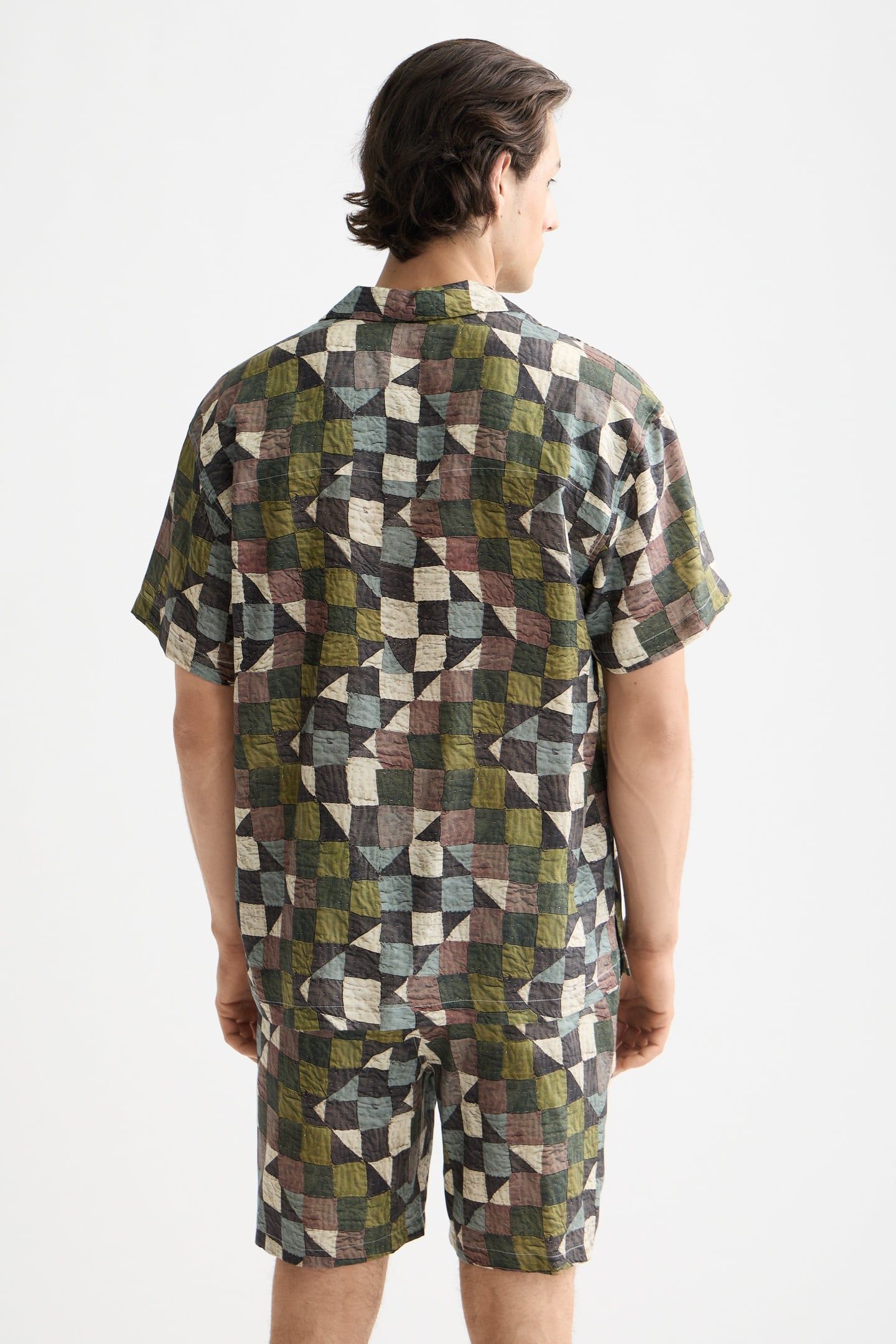 PRINTED SHORT-SLEEVED TENCEL SHIRT ZIG ZAG PATCHWORK MULTI 2