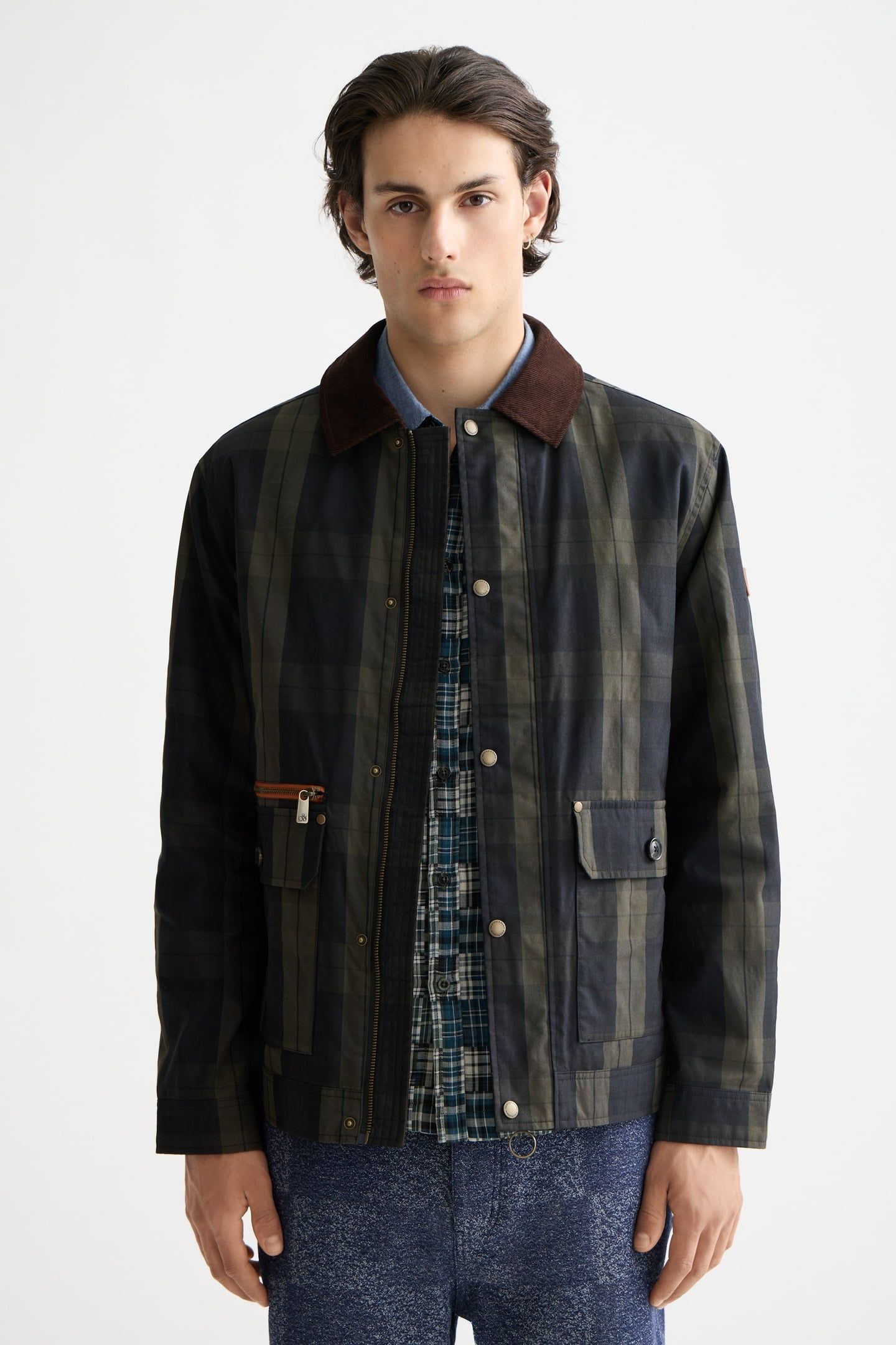 WAX COTTON JACKET BLACKWATCH CHECK 1