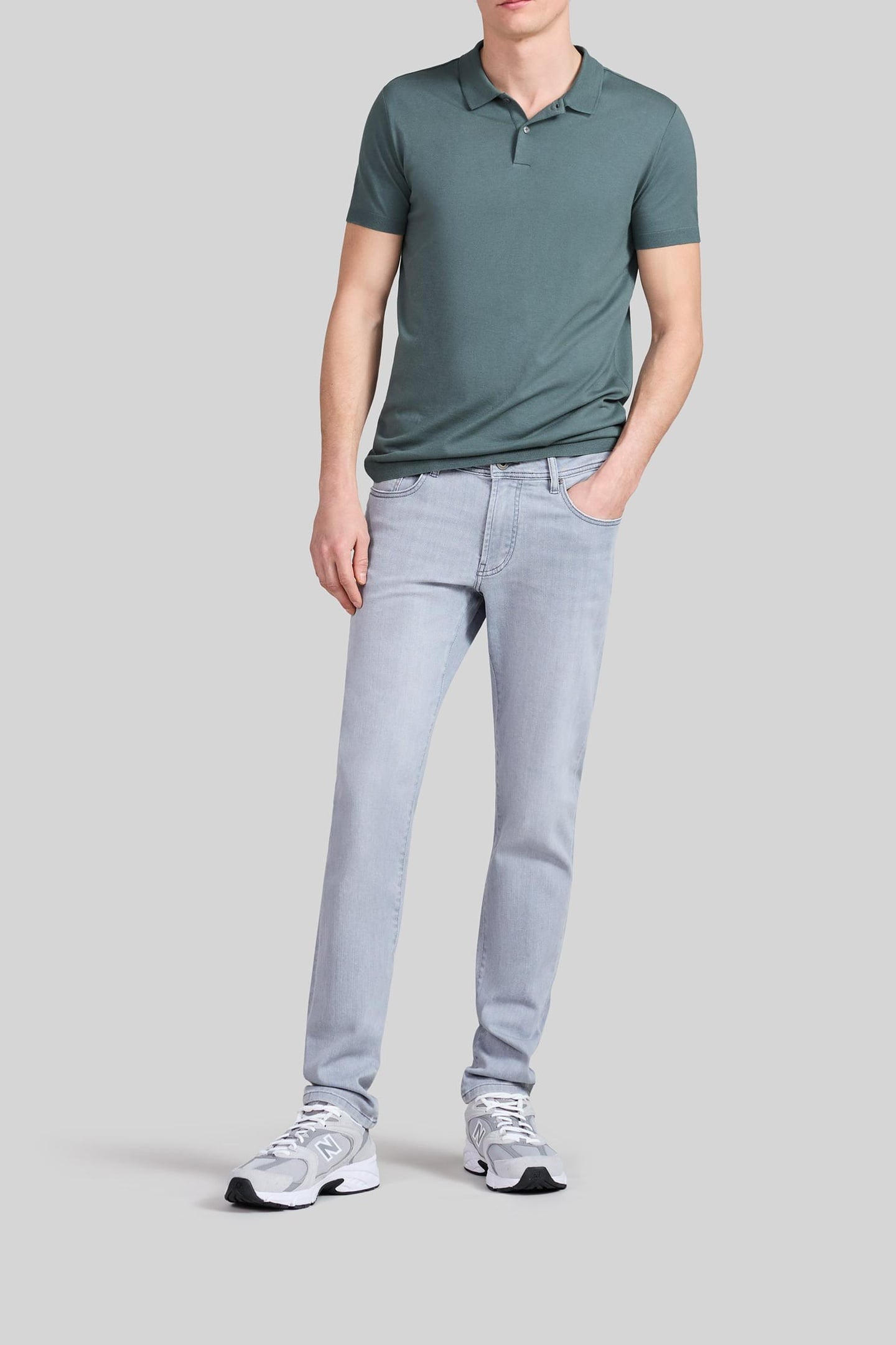 BLUISH GREEN COTTON MODAL BLEND POLO SHIRT 2