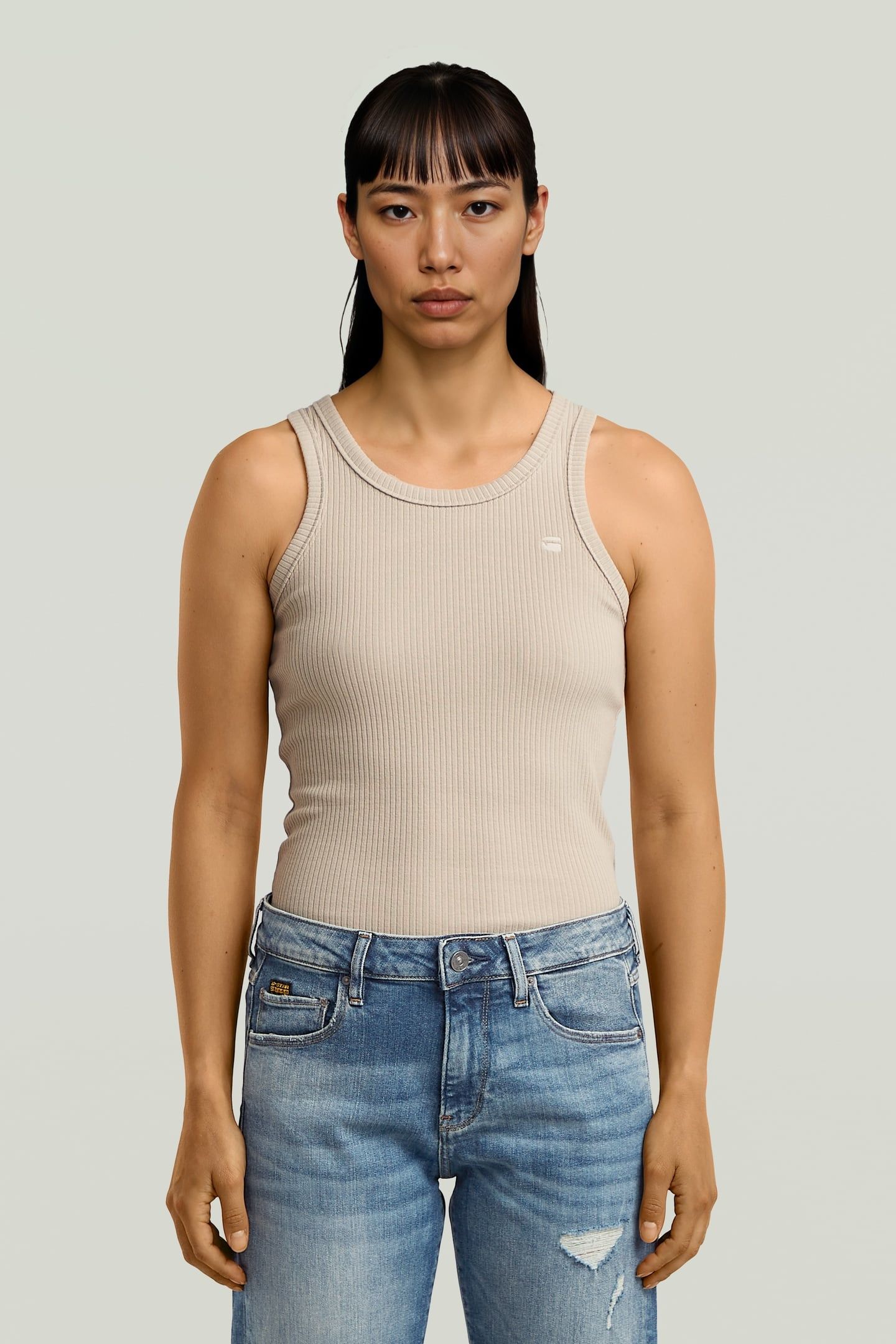 RIB TANKTOP BEIGE/KHAKI 3