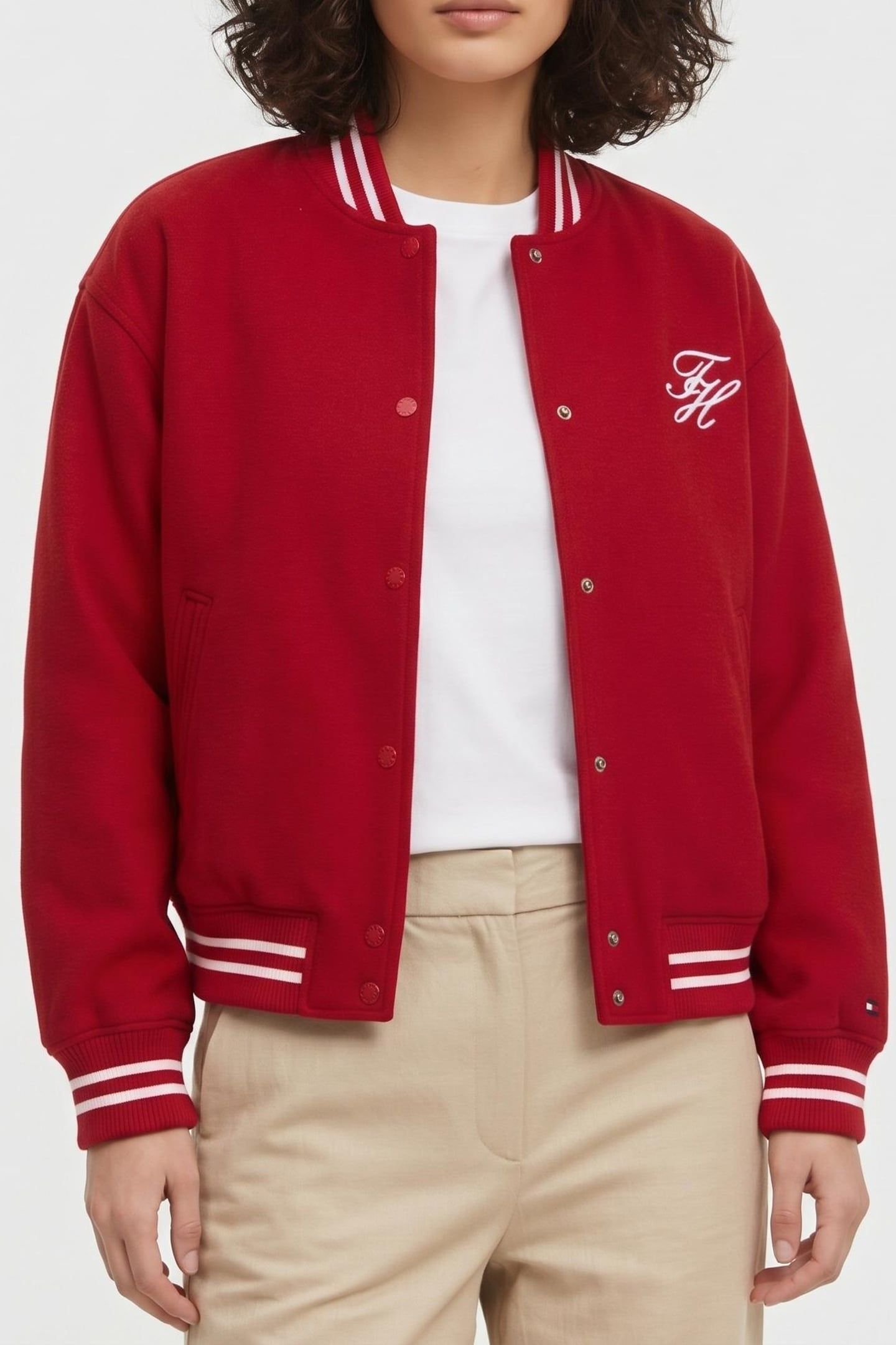WOOL VARSITY BOMBER PRIMARY RED 1