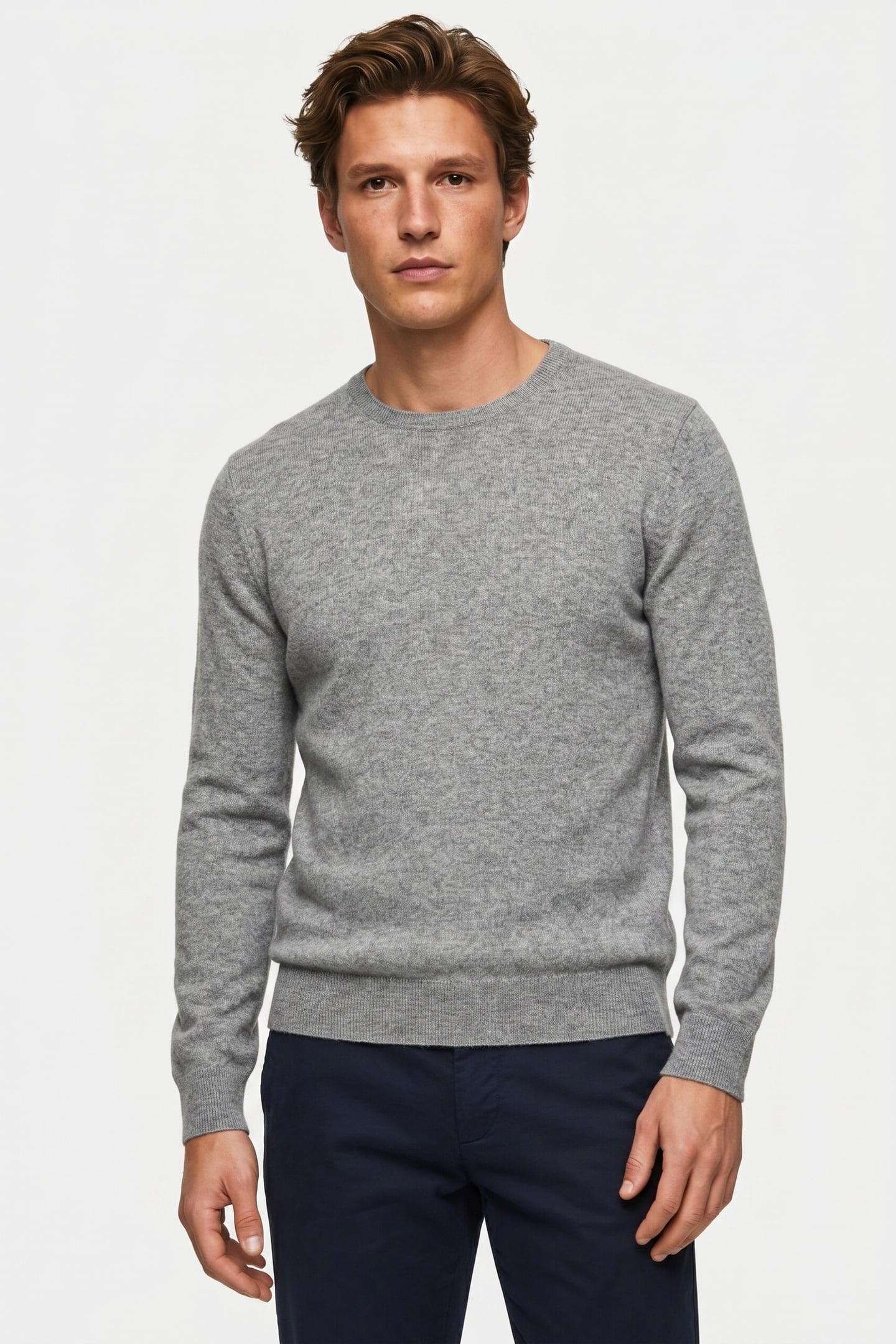 CASHMERE CREWNECK LIGHT GREY 1