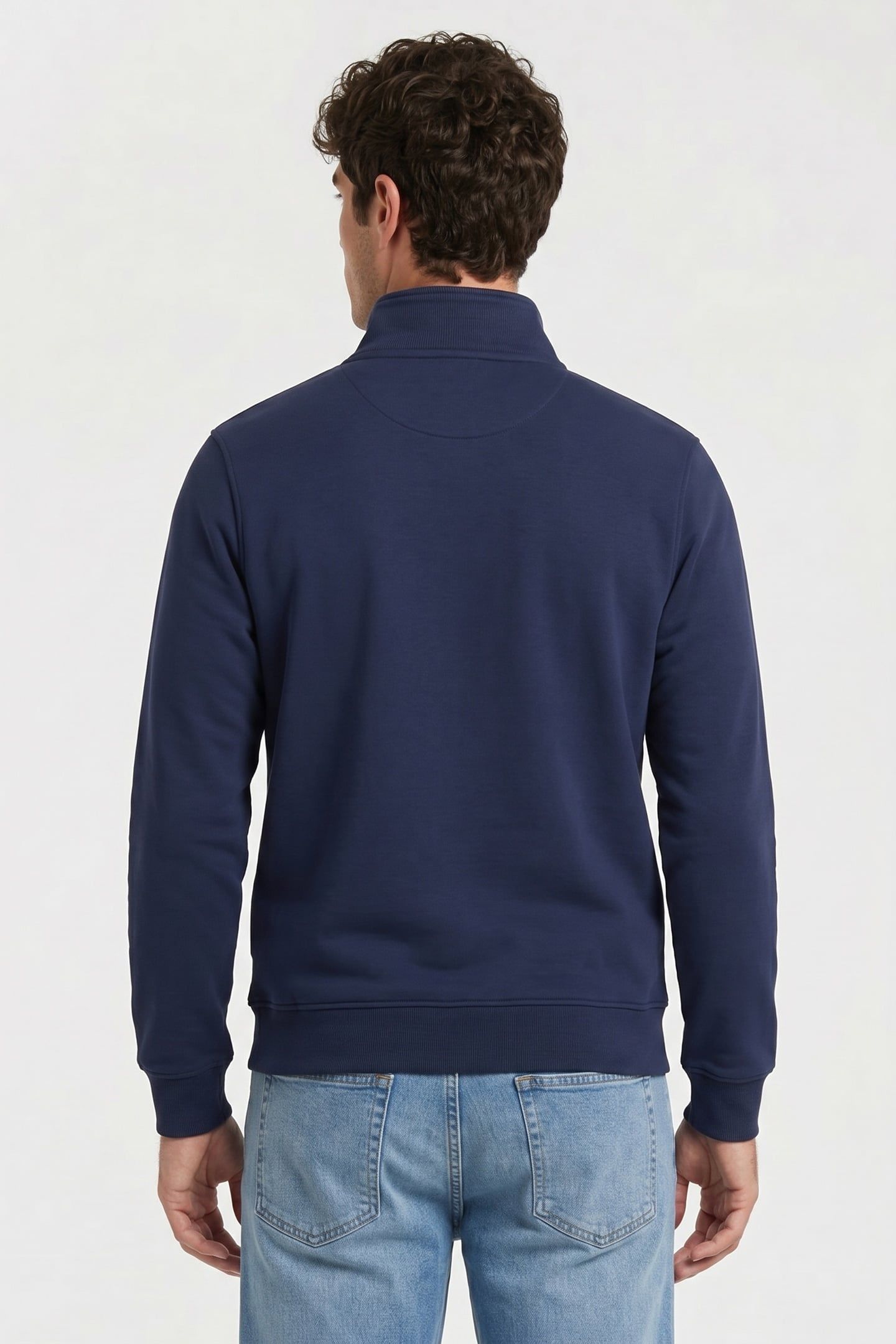 PLAIN HALF-ZIP SWEATSHIRT COTTON NAVY 2