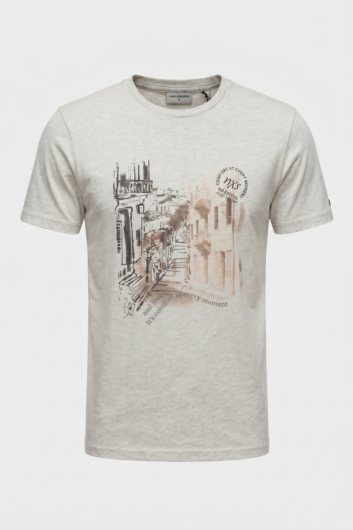 T-SHIRT CREWNECK MELANGE CHEST PRINT KIT 5