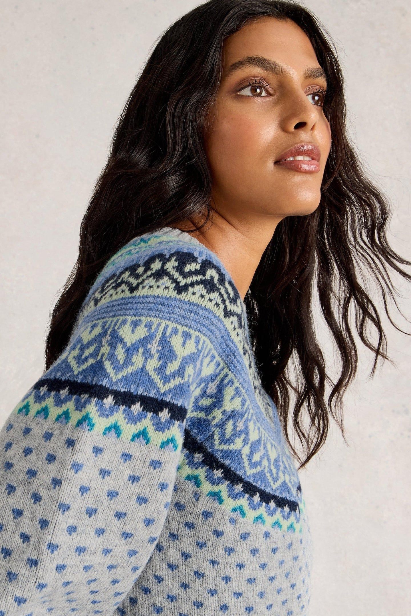 MINI HEART FAIRISLE JUMPER GREY MULTI 3