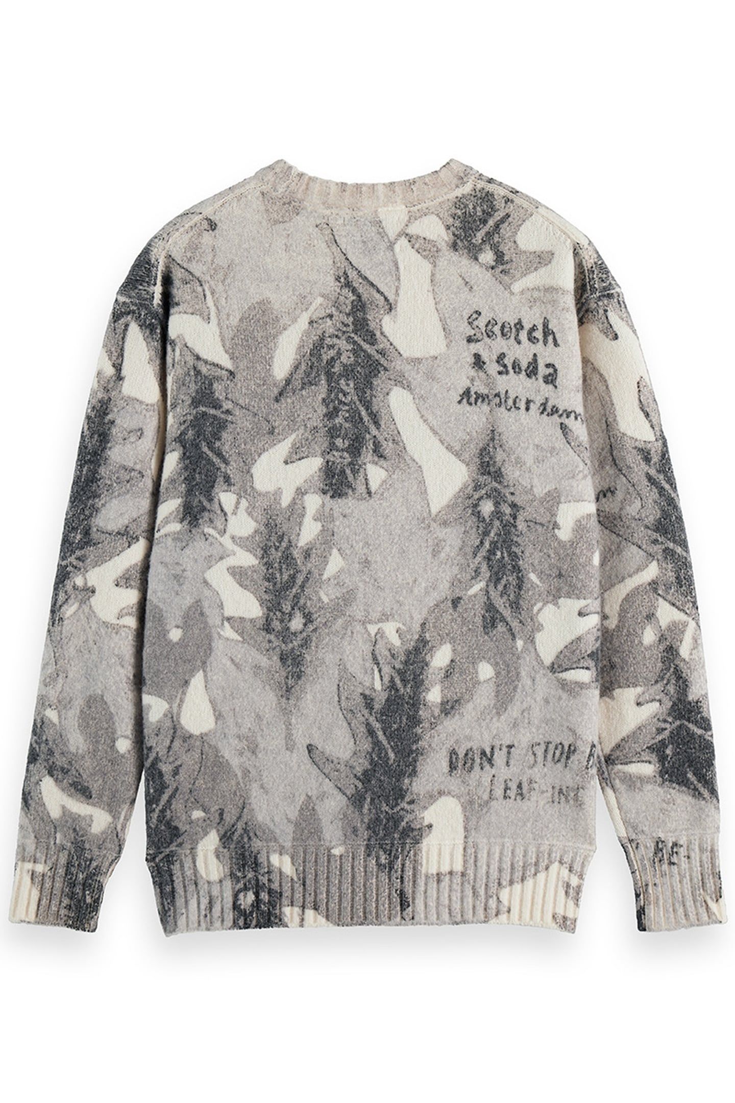 PRINTED DROPPED SHOULDER PULLOVER LEAF CAMO EGGNOG AOP 5