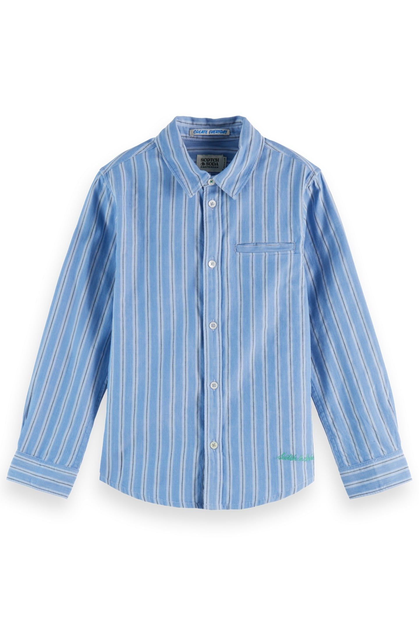 BOY REGULAR-FIT CLASSIC YARN-DYED SHIRT BLUE/ AGATE GREEN ST 1