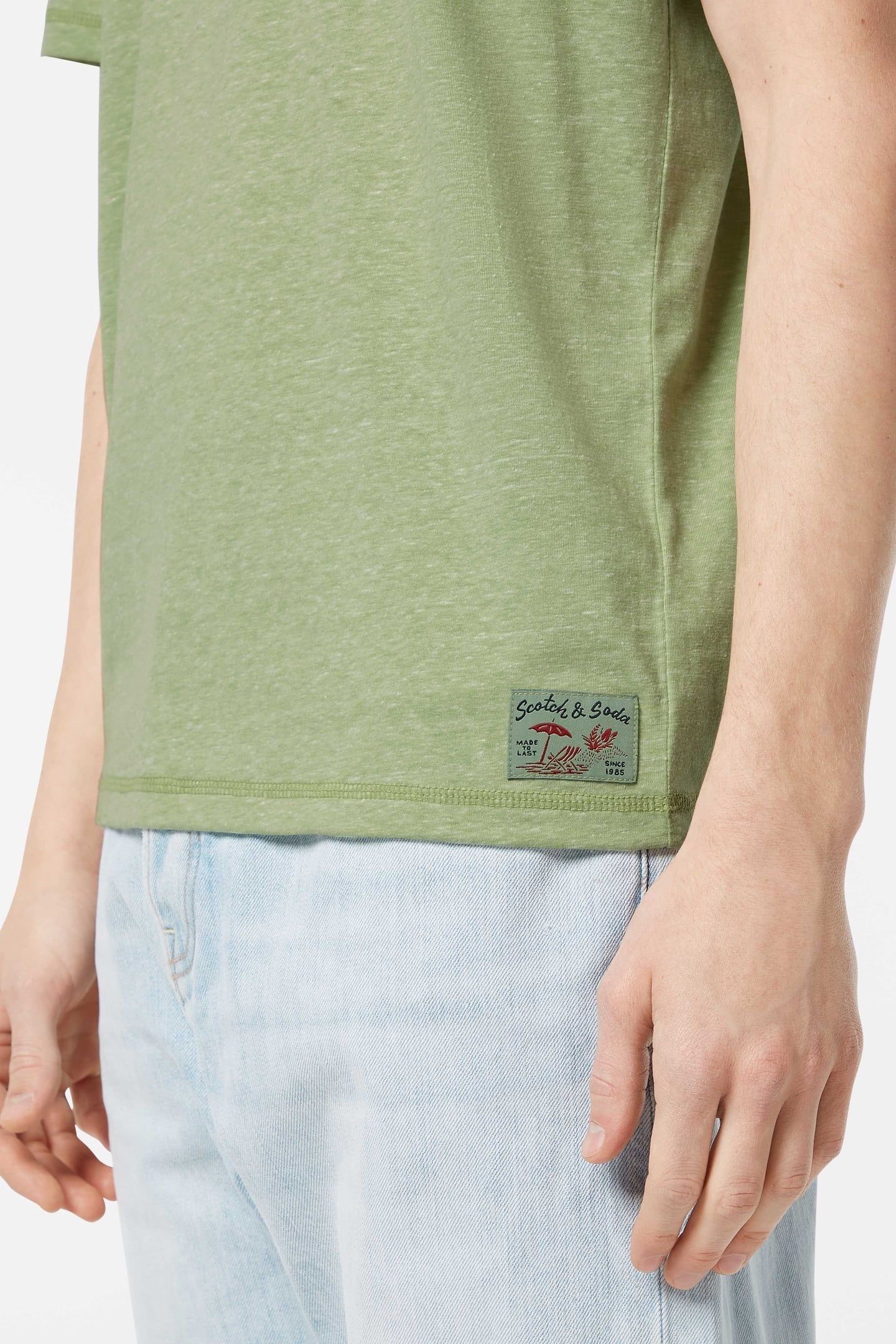 REGULAR FIT MELANGE T-SHIRT PISTACHIO MELANGE 6