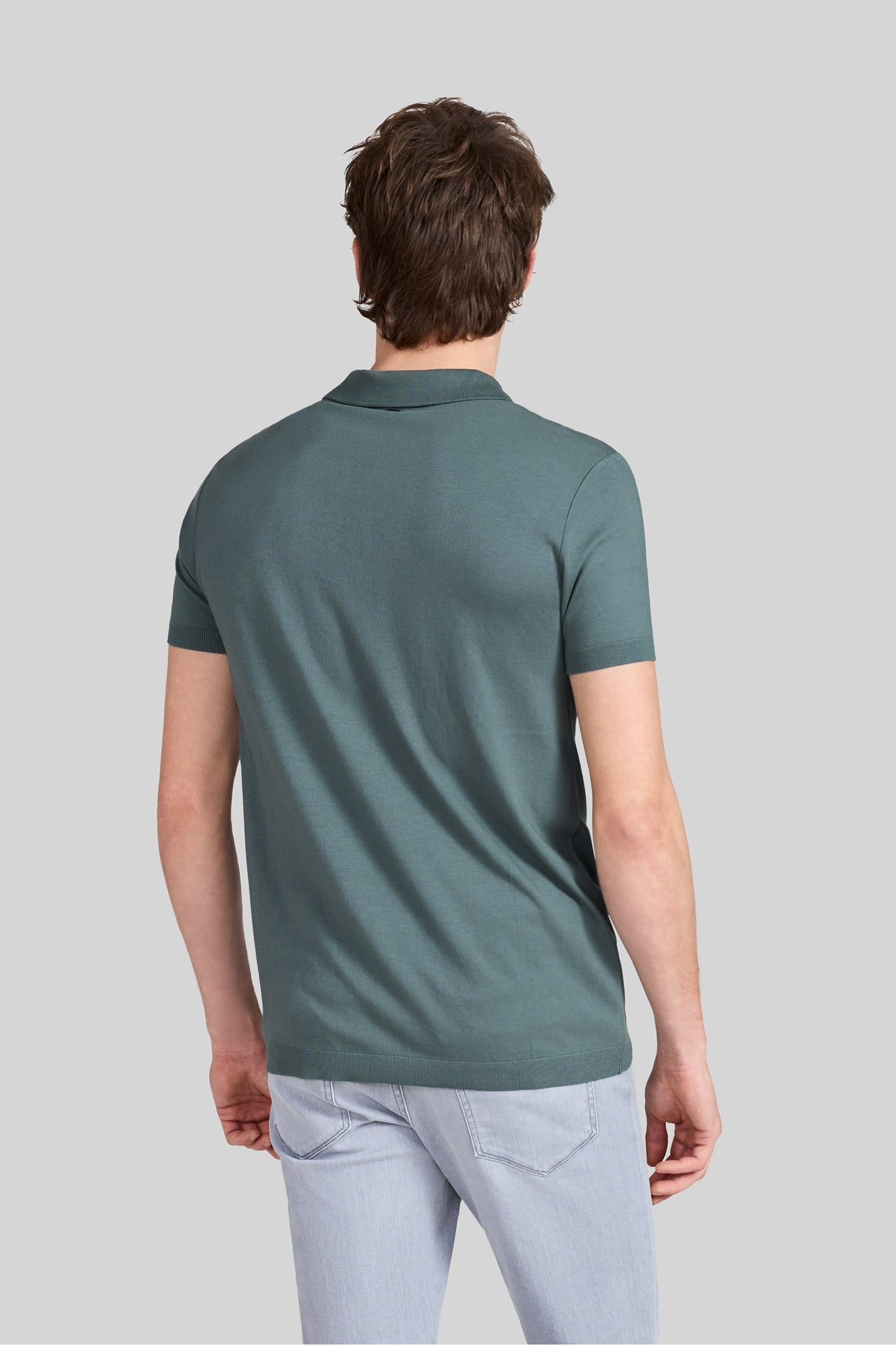 BLUISH GREEN COTTON MODAL BLEND POLO SHIRT 3