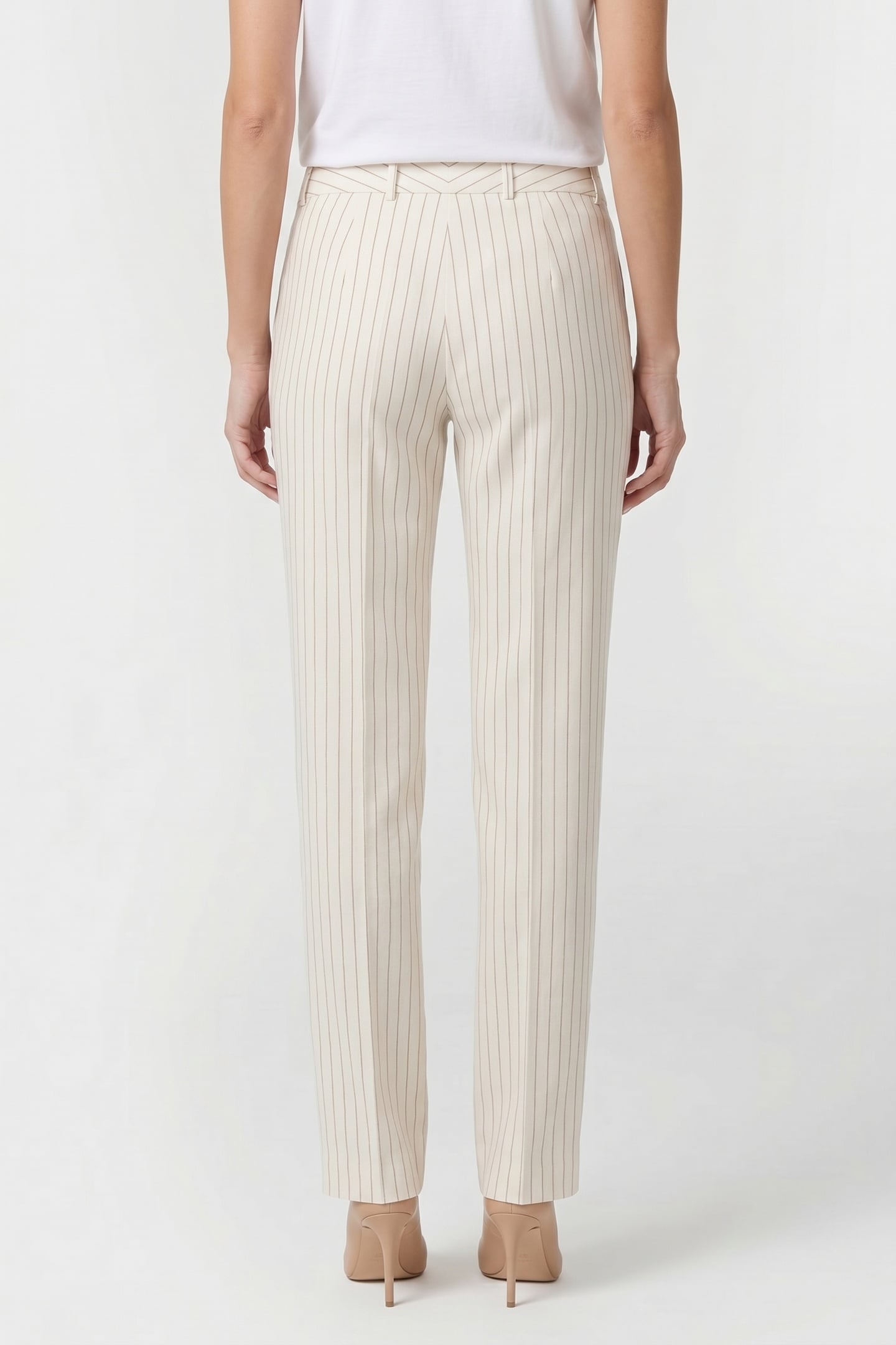 PINSTRIPE LINEN BLEND TROUSERS WHITE 2