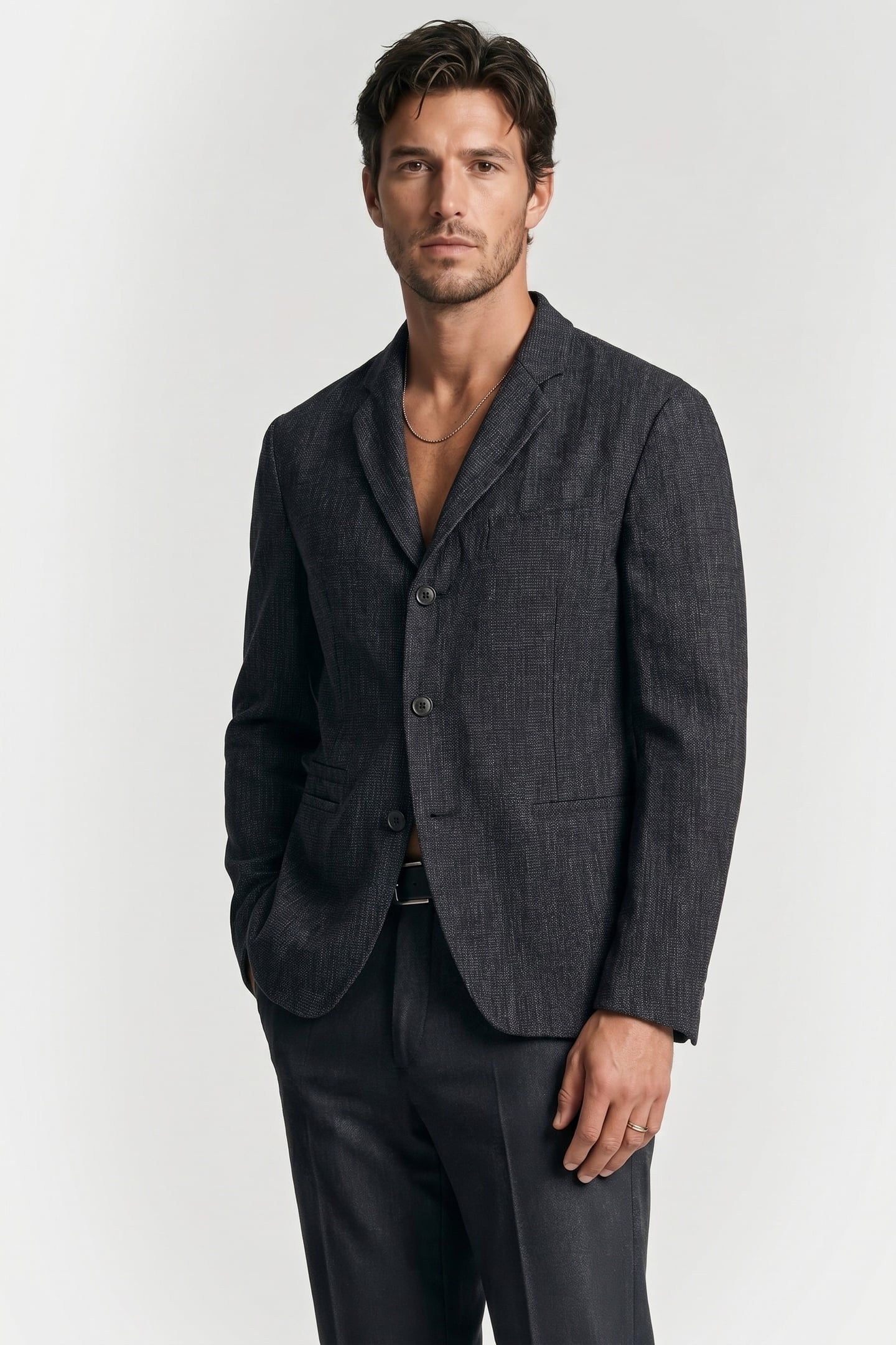 SILO JACKET - SLIM FIT DBPEAK LAPEL JACK EBONY 1