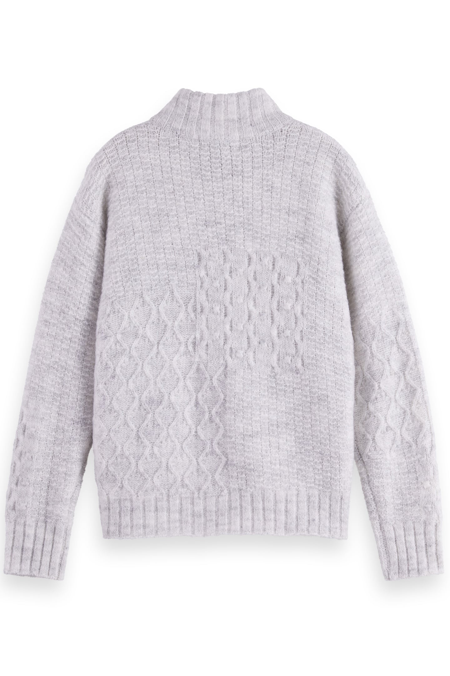 GIRL PATCHWORK MELANGE ALPACA-BLEND CARDIGAN LIGHT GREY MELA 2