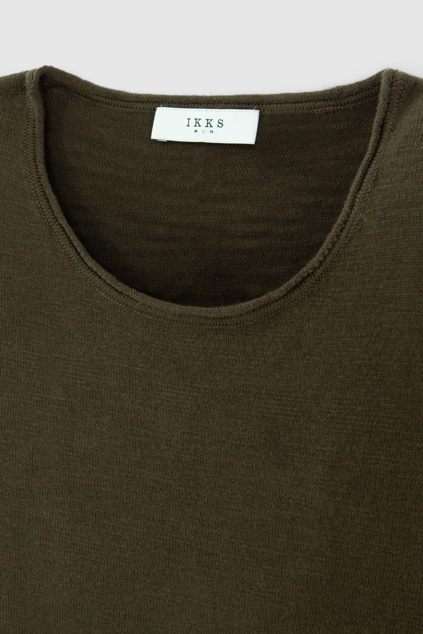 KHAKI SLUB KNIT SWEATER WITH ROLLED EDGES 6