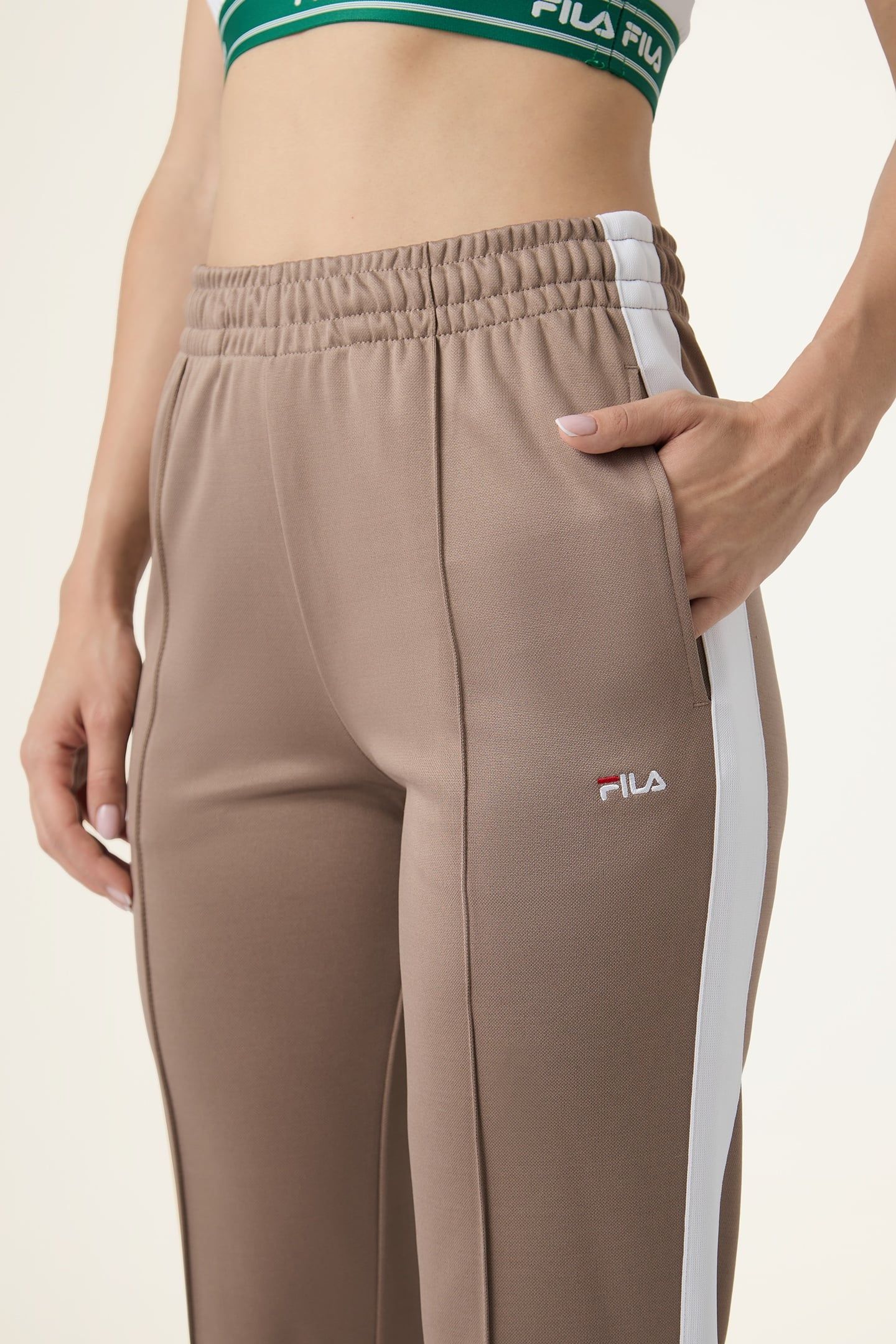 SAGANO STRAIGHT TAPED TRACK PANTS TAUPE GRAY 6