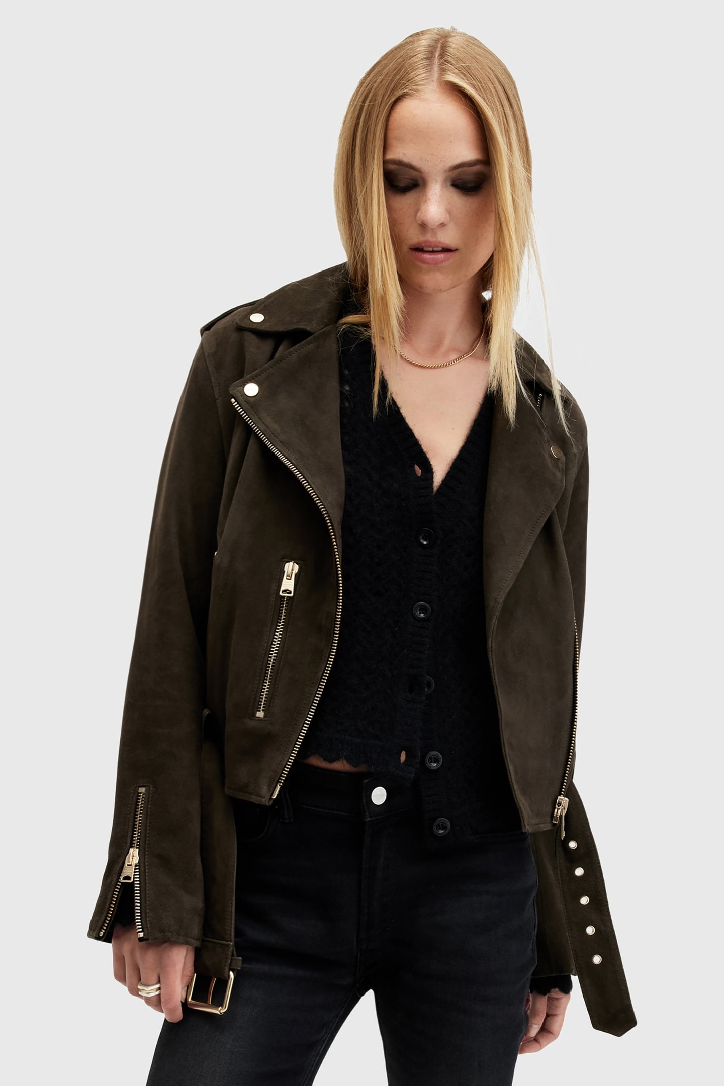 SUEDE BALFERN BIKER TARMAC GREEN 2