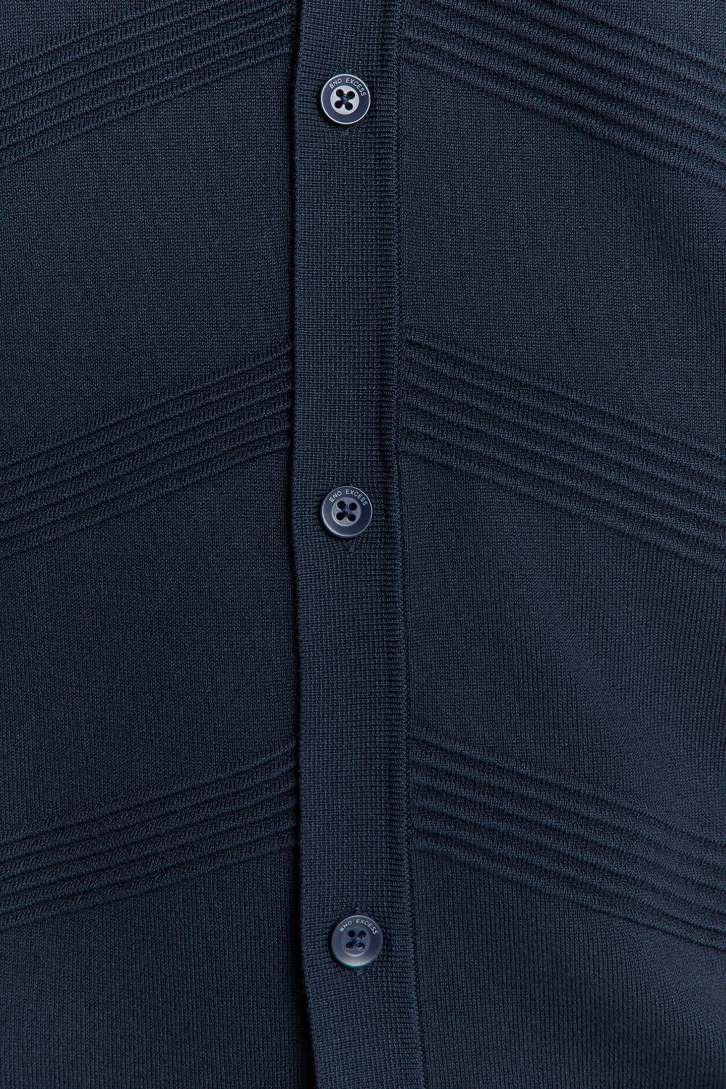 PULLOVER SHORT SLEEVE FULL BUTTON POLO RELIEF KNIT DEEP BLUE 7