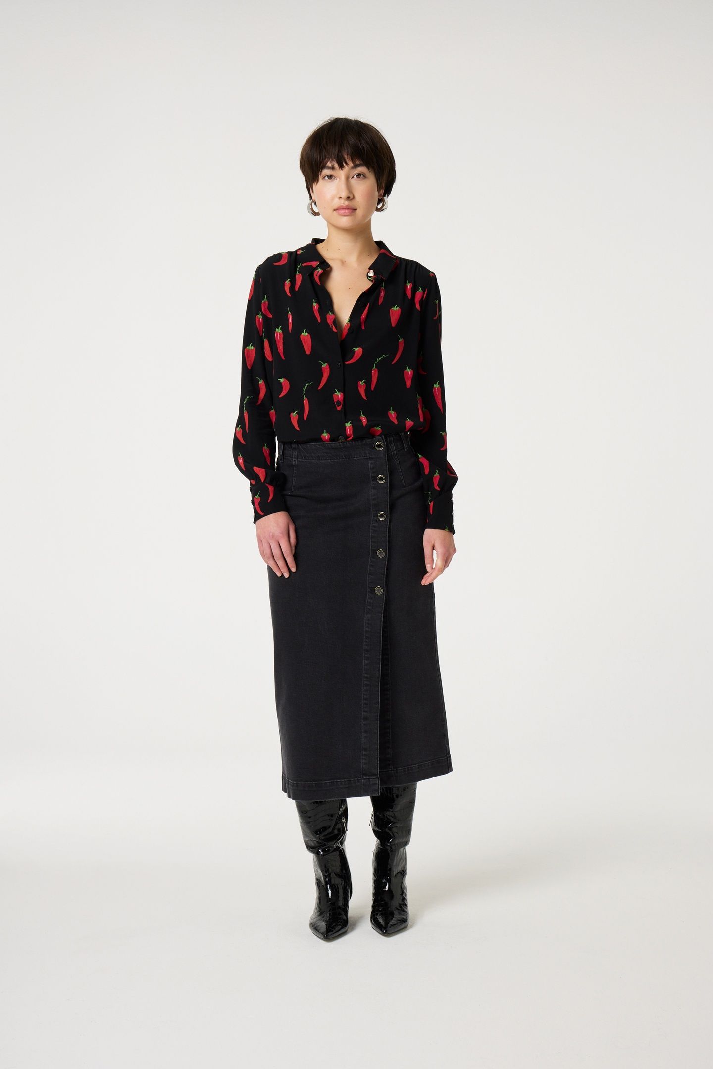COCO BLOUSE BLACK/RED HOT CHILLI 2
