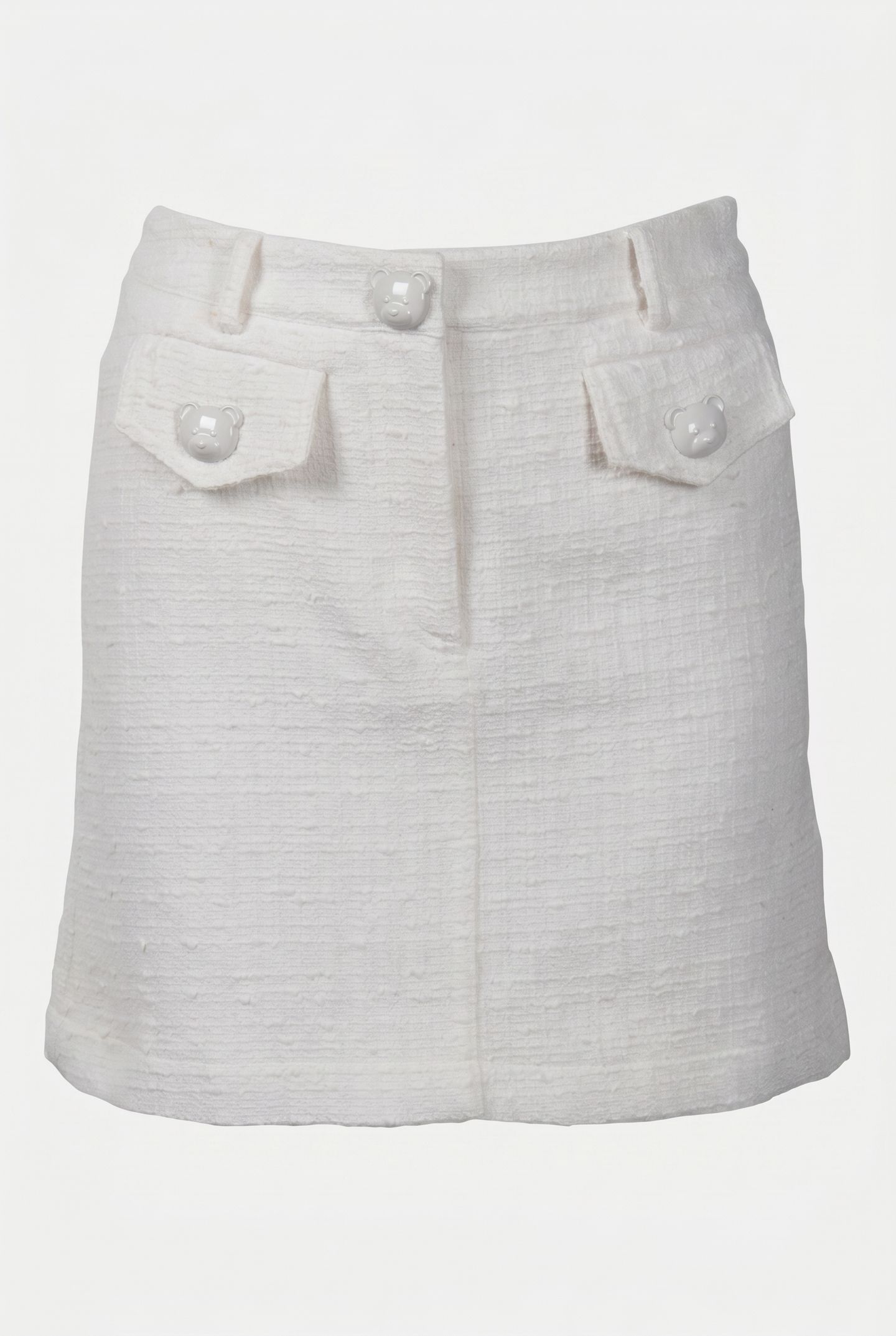 TEDDY BUTTONS TWEED MINI SKIRT WHITE 3