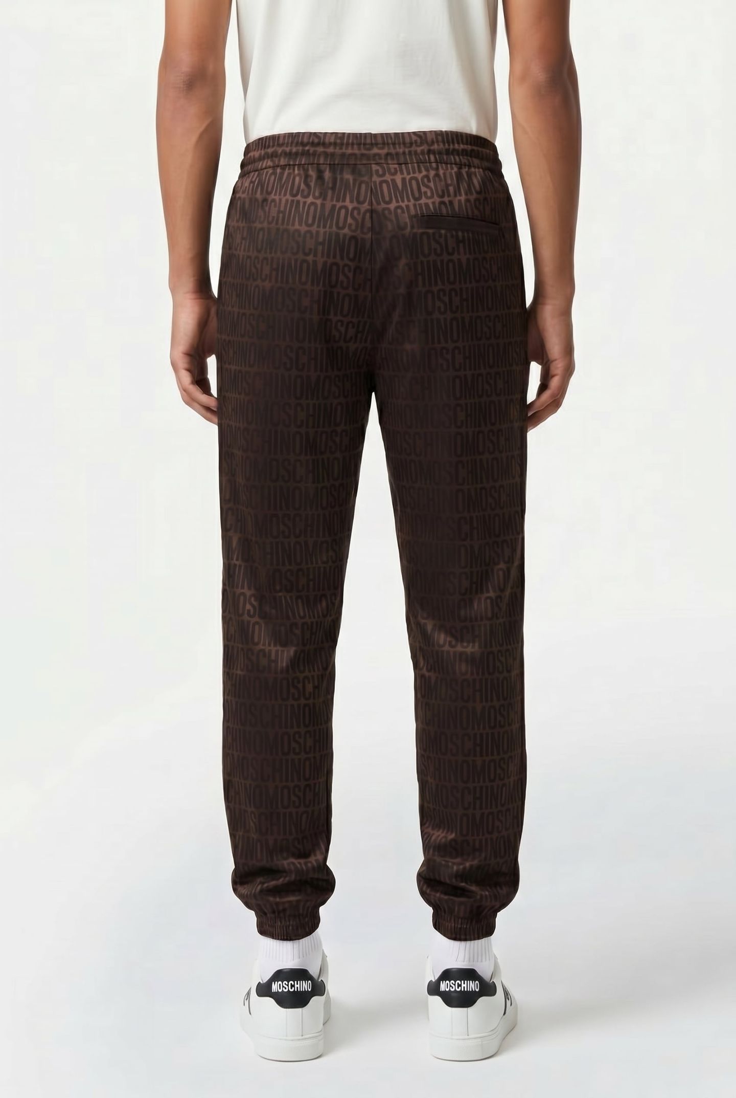 ALLOVER LOGO JACQUARD NYLON JOGGERS BROWN 2