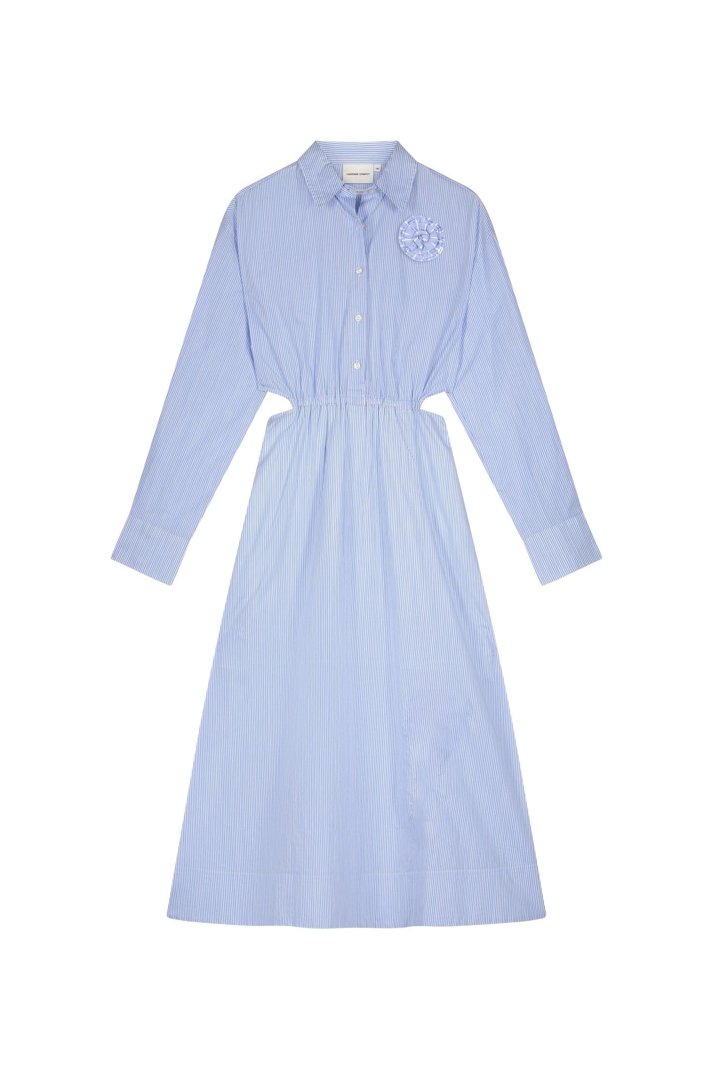 CAMILA DRESS WARM WHITE/POOL BLUE 4