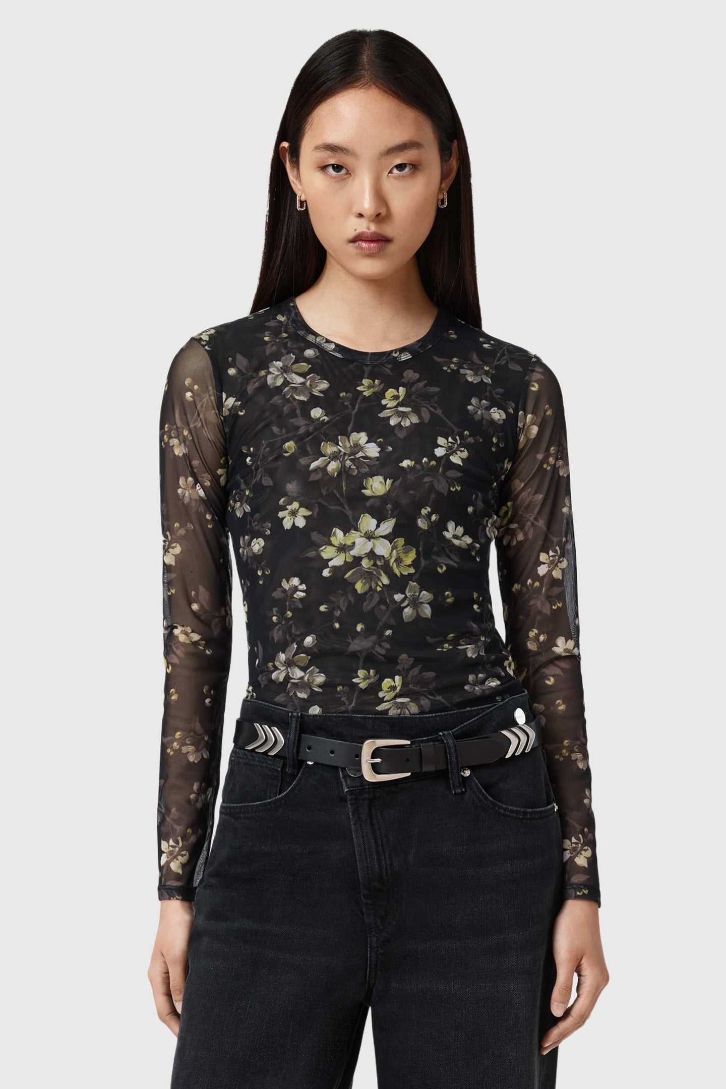 ELLIE MESH LS TEE VINE BLACK 3