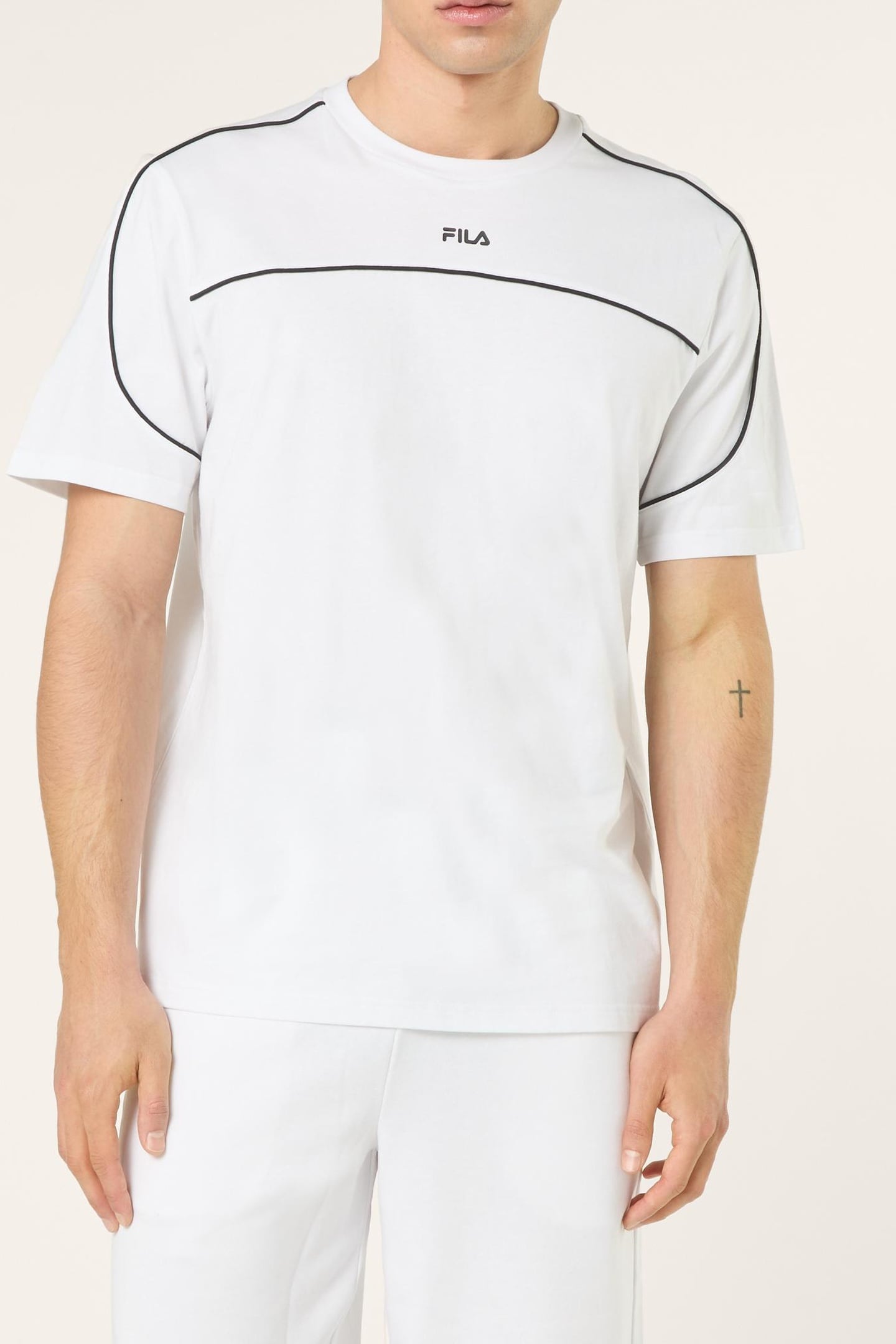 SETTIMELO RELAXED CONTRAST PIPING T-SHIRT BRIGHT WHITE 1