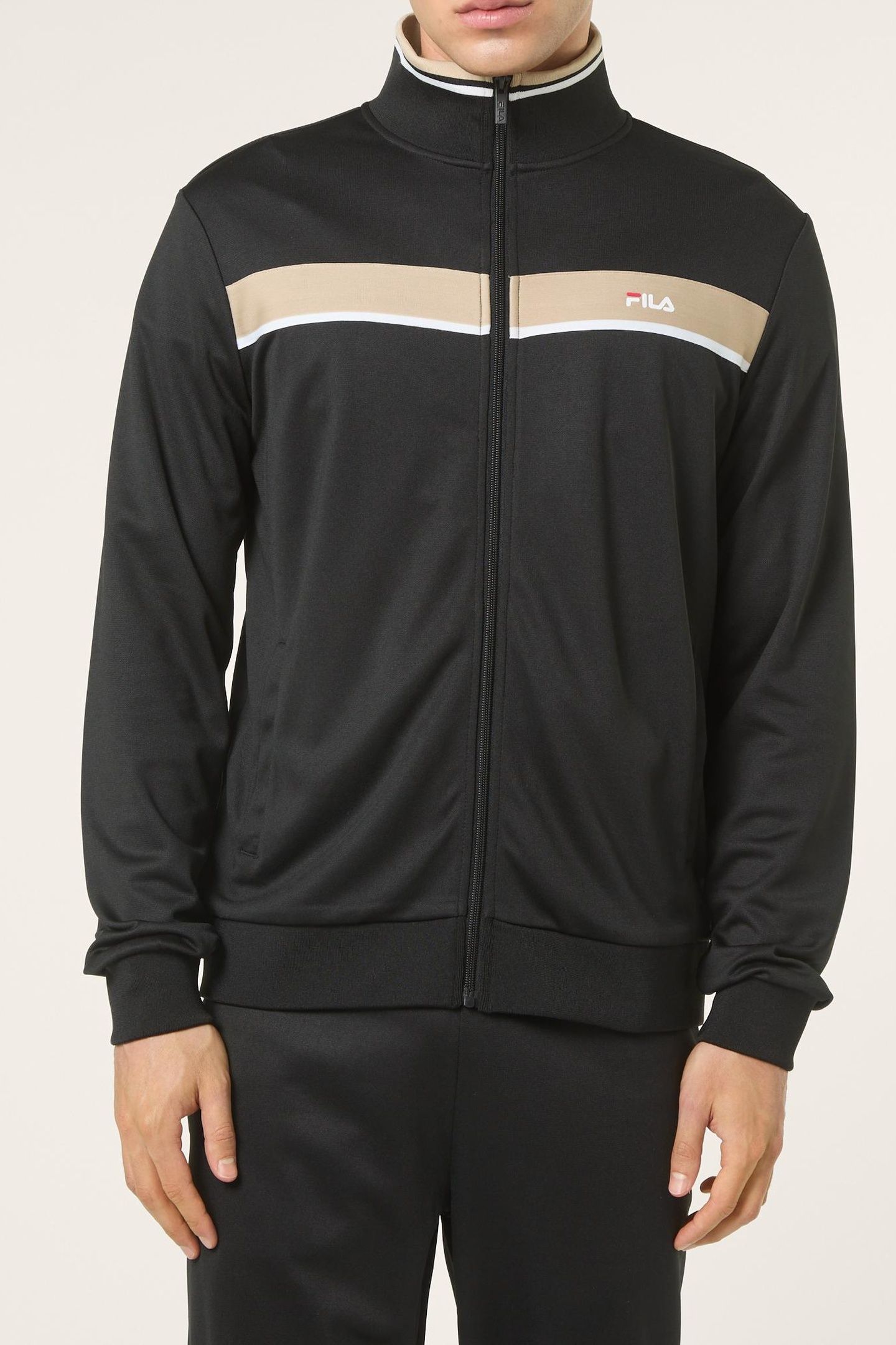 SAGANO REGULAR TAPED TRACK JACKET BLACK-WHITE PEPPER 1