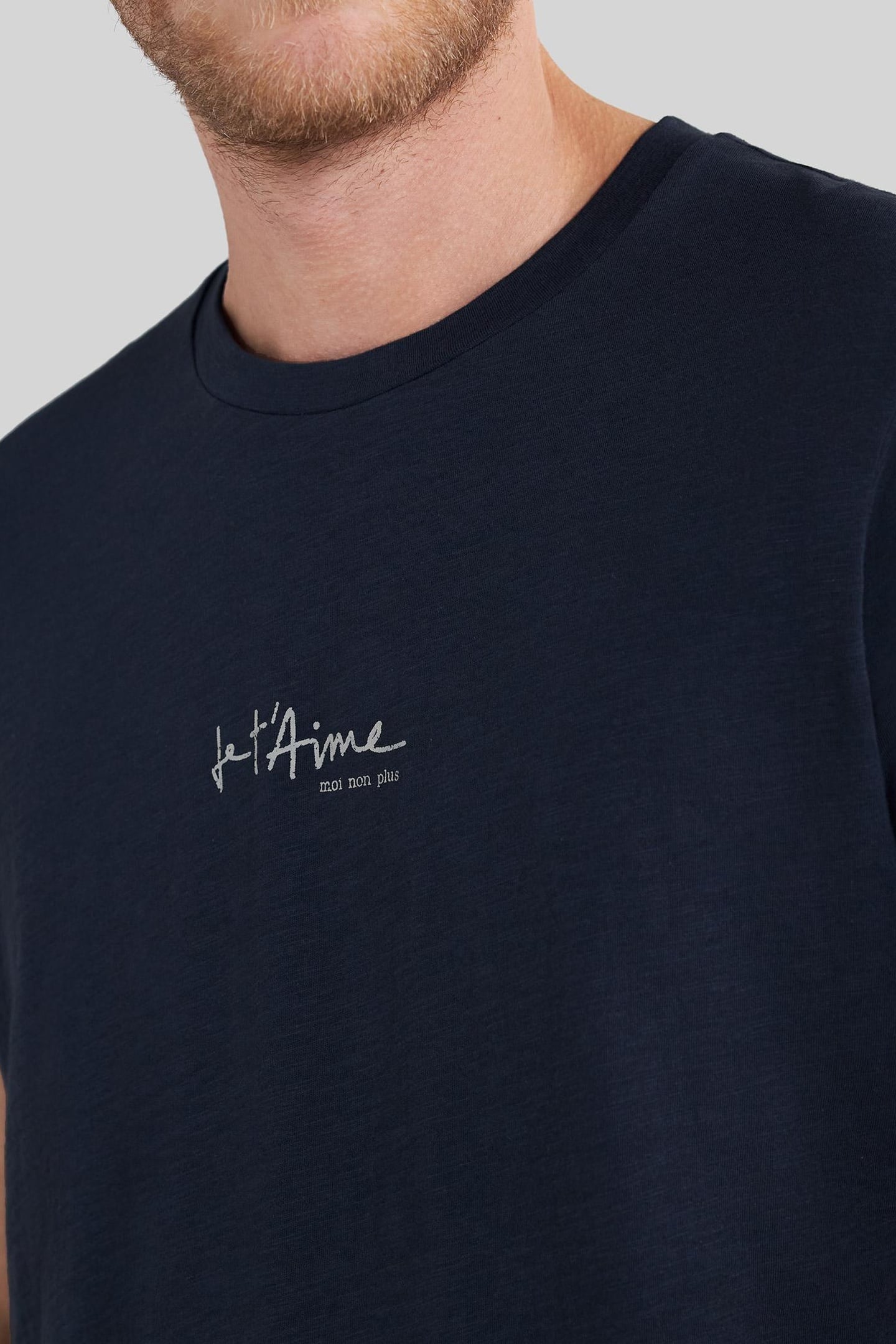 NAVY ORGANIC COTTON T-SHIRT WITH PRINT SLOGAN 5