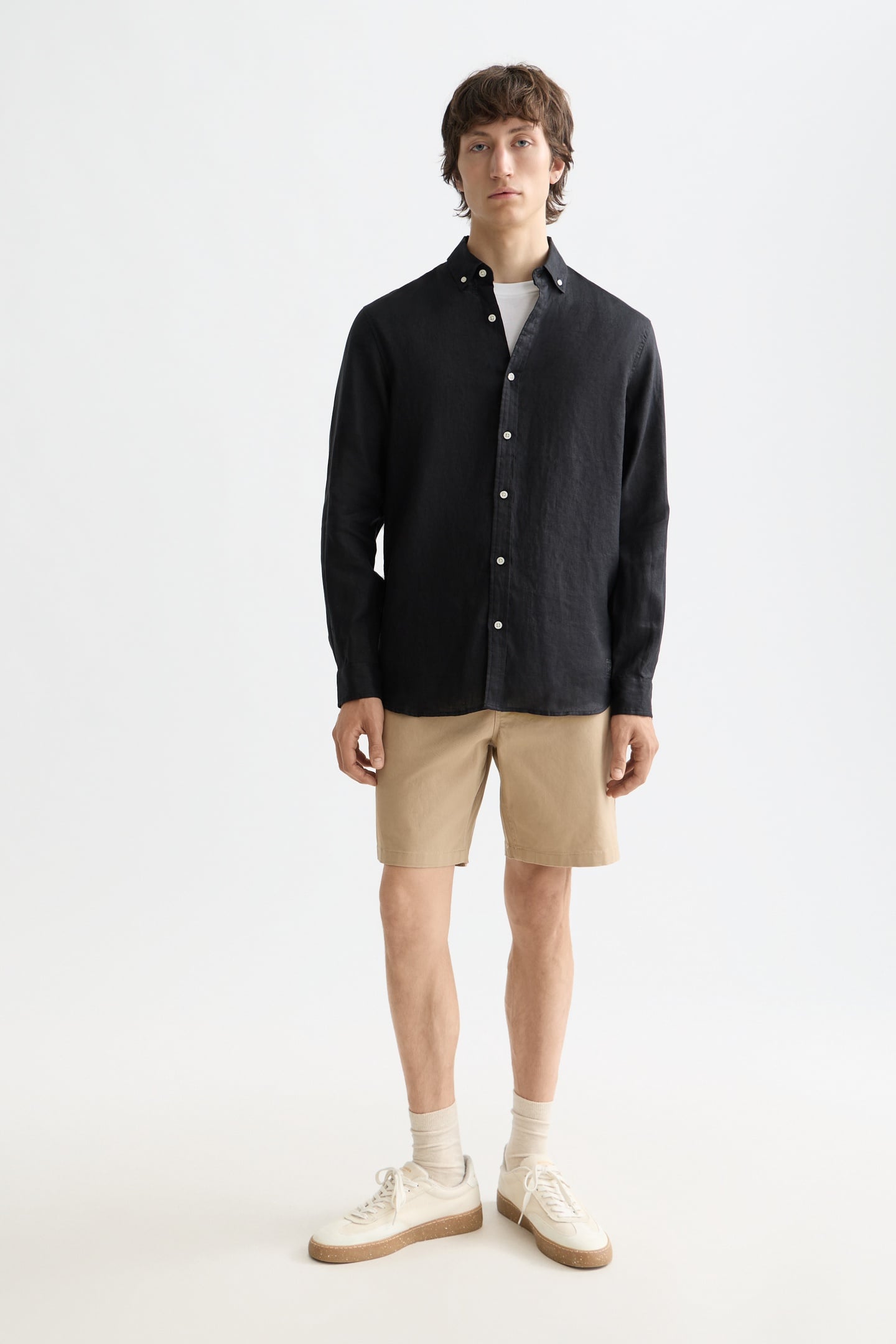 NOS LINEN REGULAR-FIT SHIRT BLACK 3