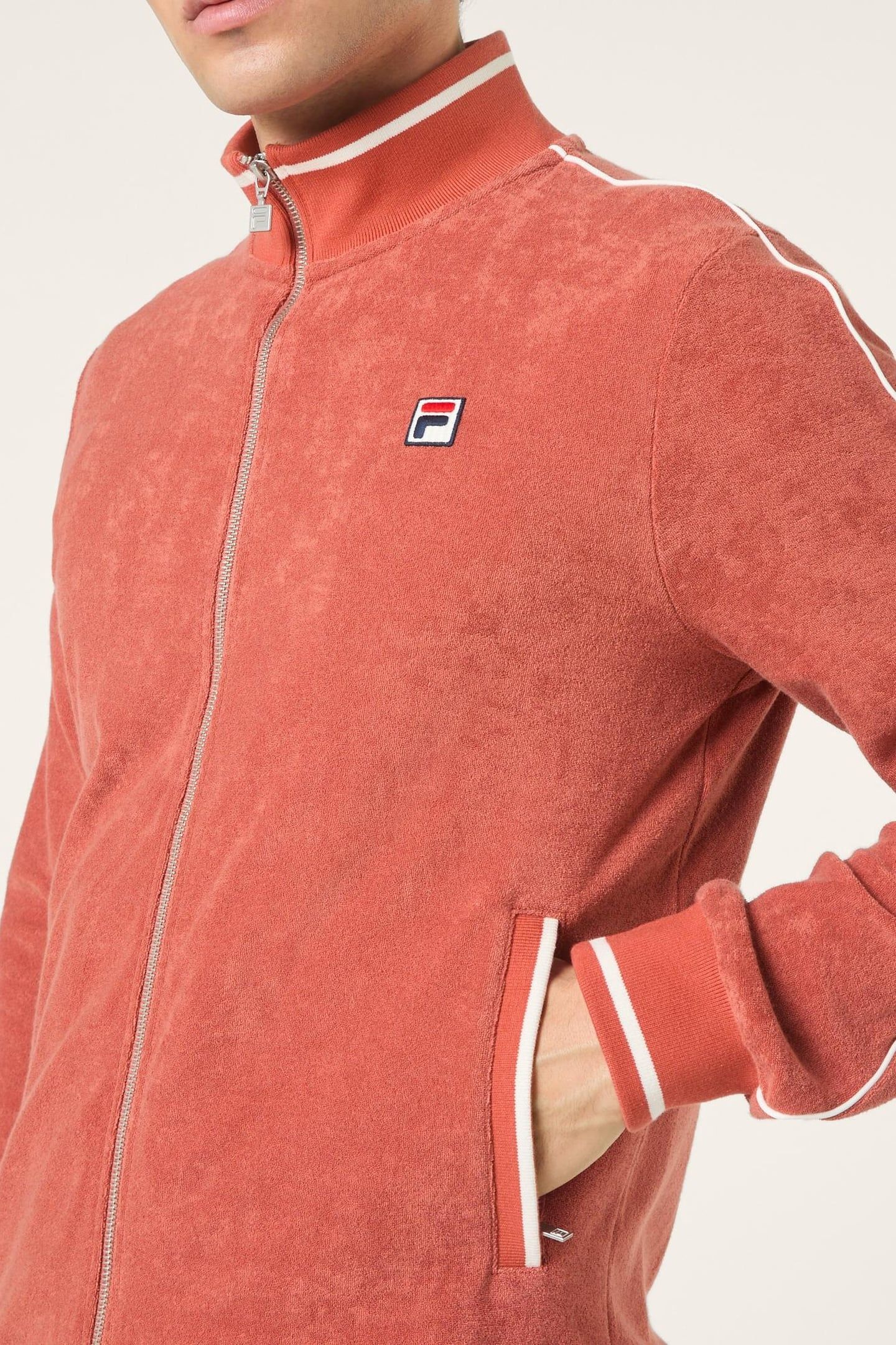 TAVARNUZZE REGULAR TOWELLING TRACK JACKET ETRUSCAN RED 4