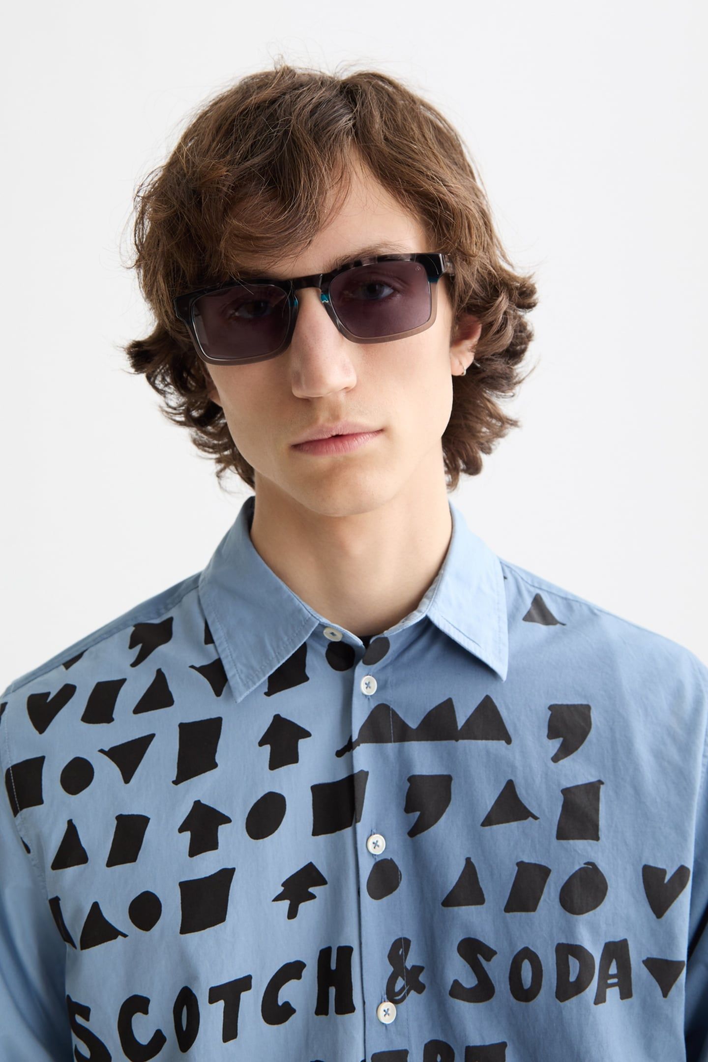 RELAXED-FIT LETTERS POPLIN SHIRT FADED DENIM 6