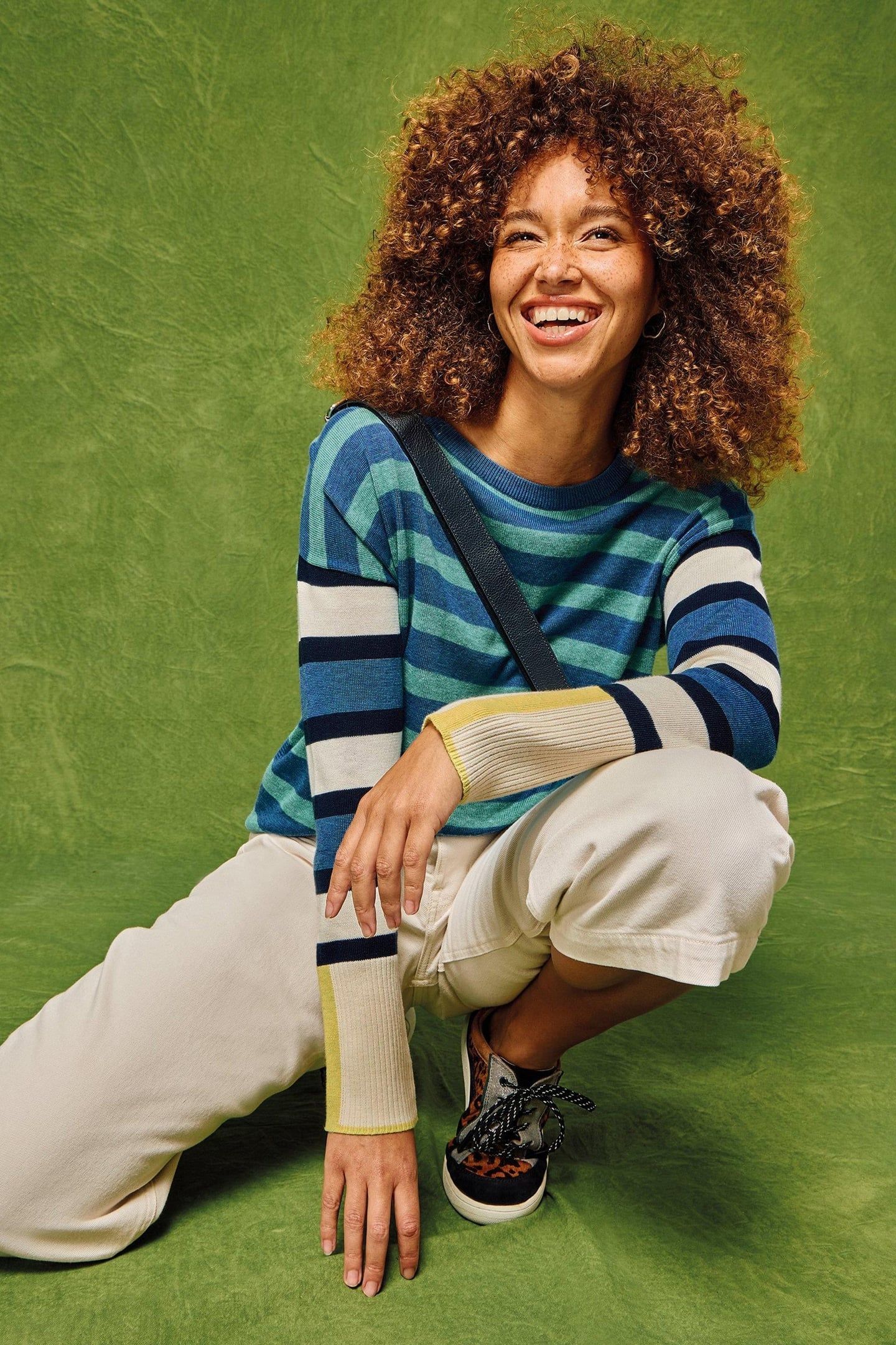 OLIVE STRIPE JUMPER BLUE MULTI 7